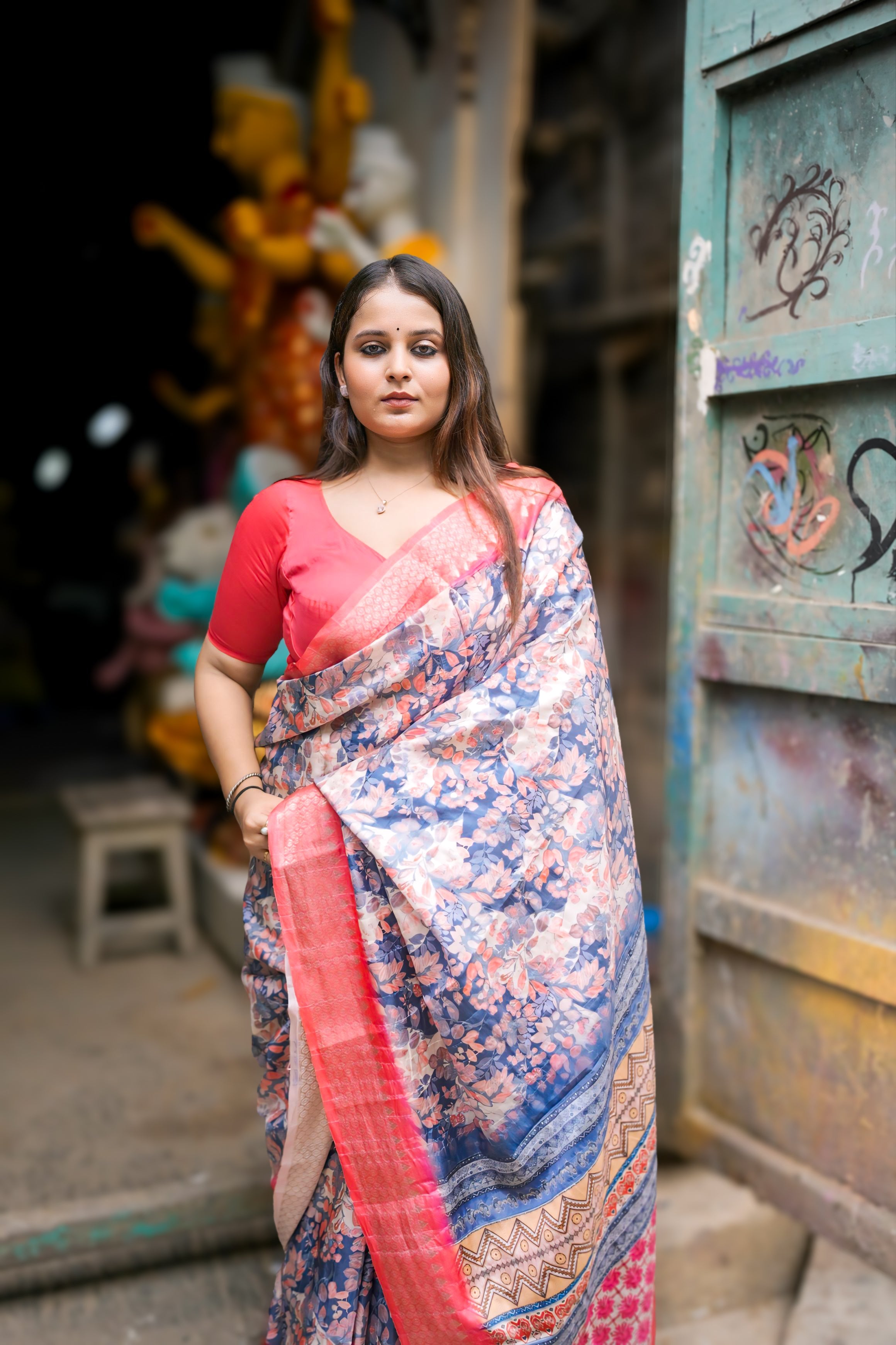 Multicolor Printed Saree