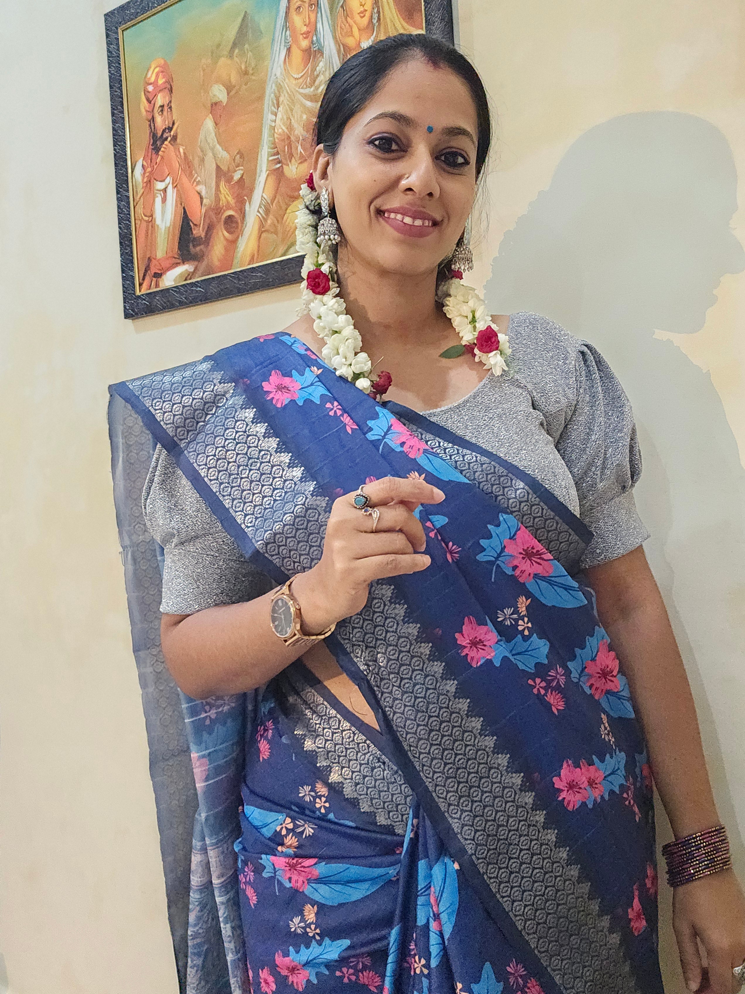 Brinjal Purple Silk Saree with Grey Border