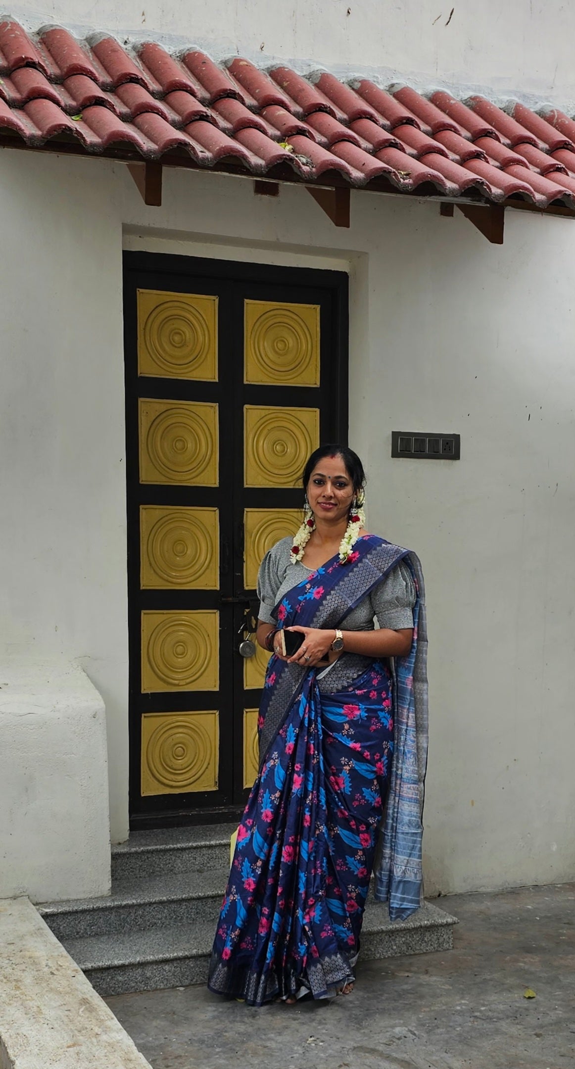 Brinjal Purple Silk Saree with Grey Border