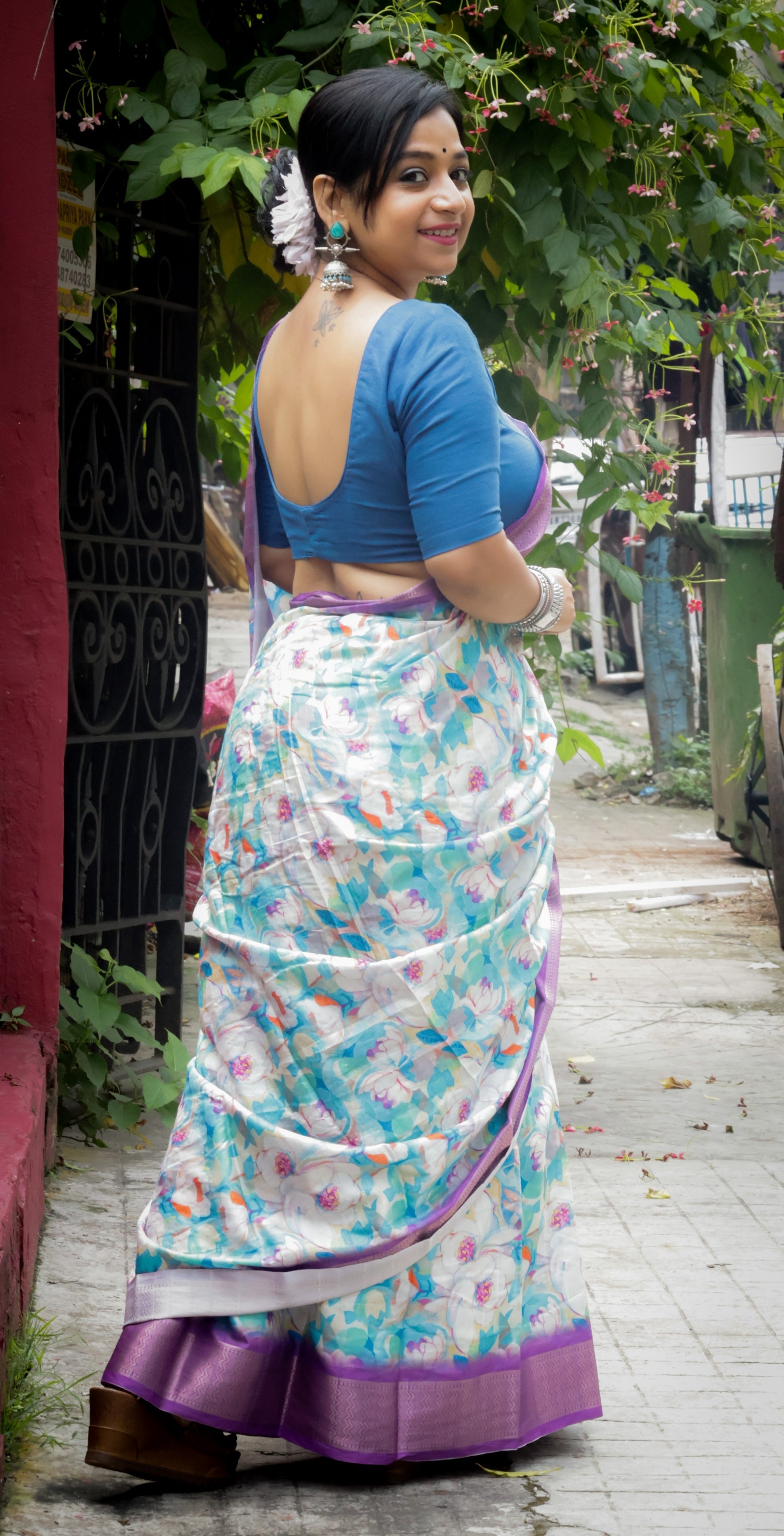 Purple Printed Saree