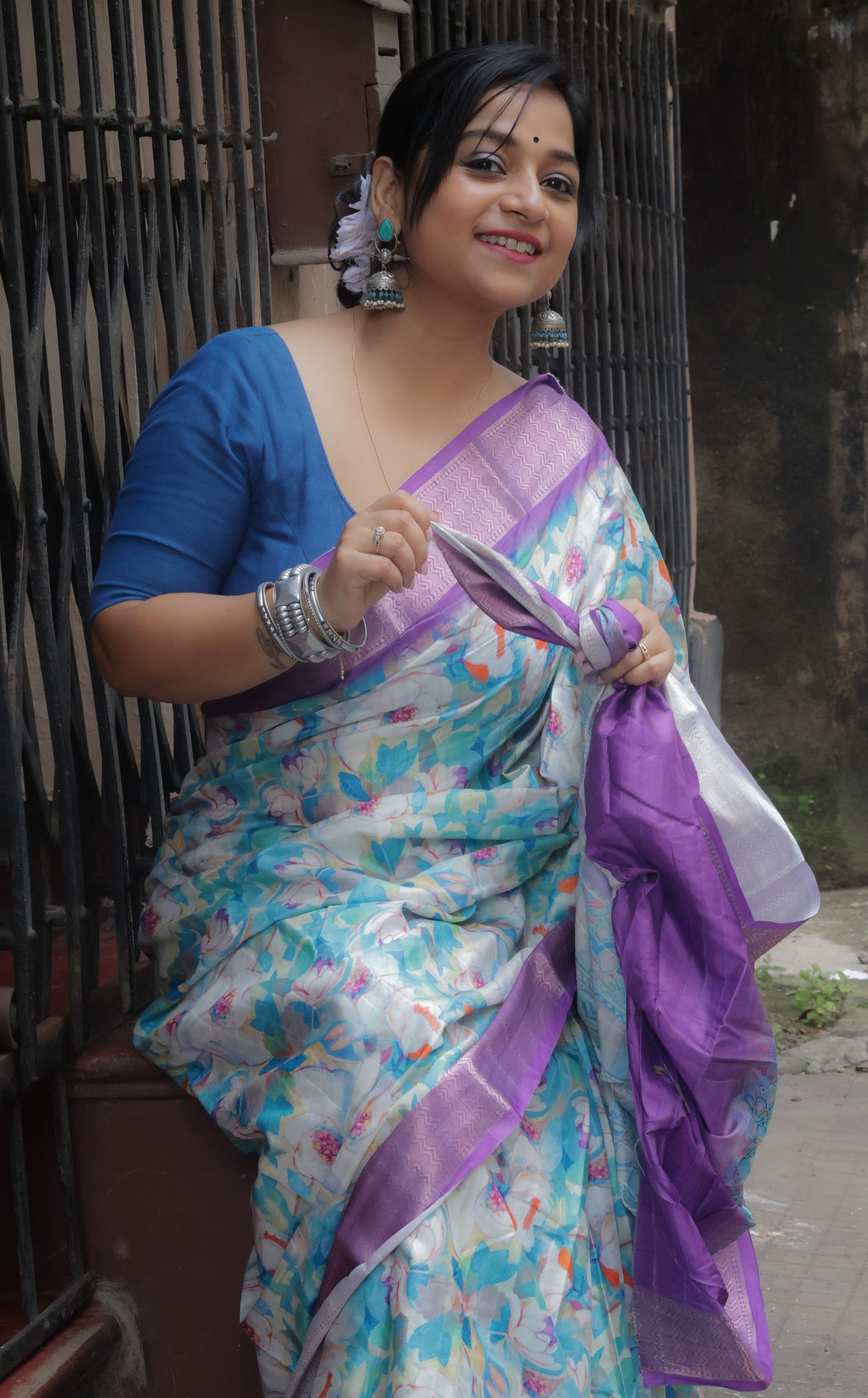 Purple Printed Saree