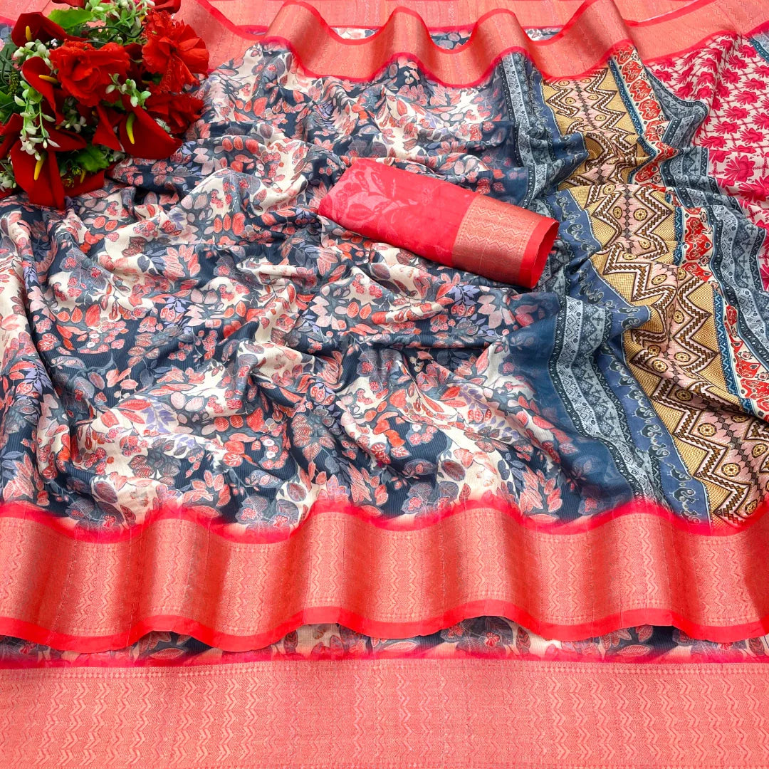 Multicolor Printed Saree