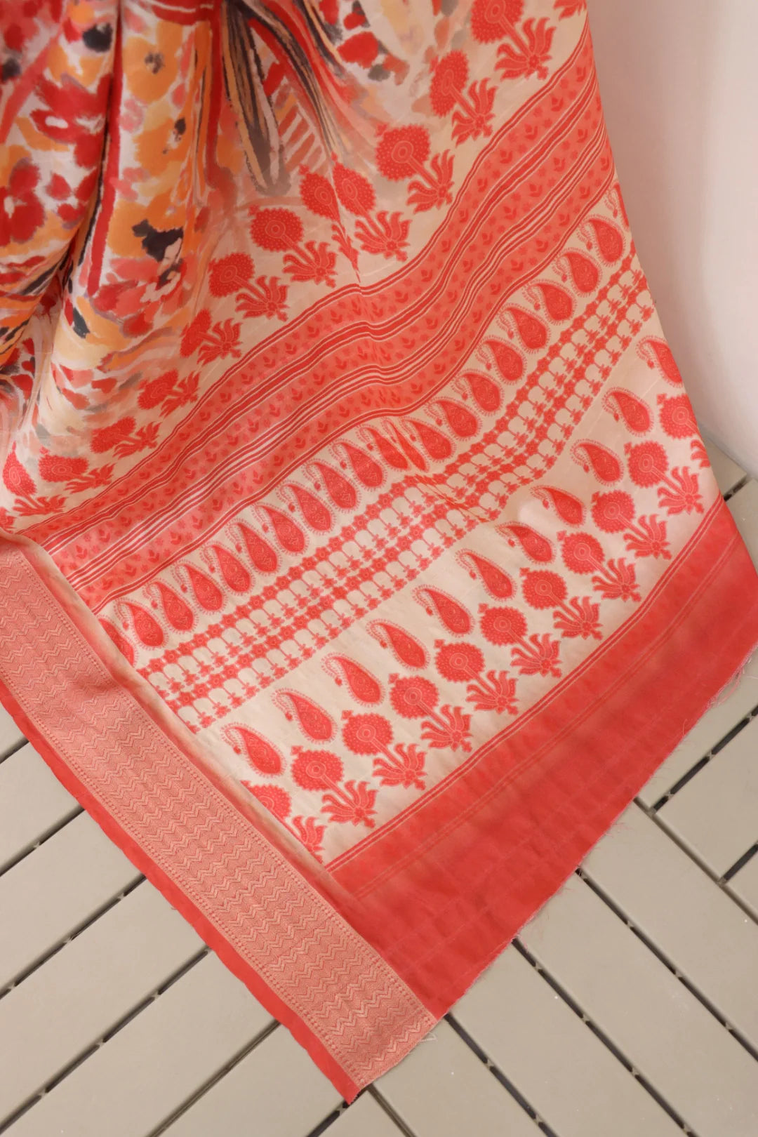 Carrot Pink Dola Silk Saree