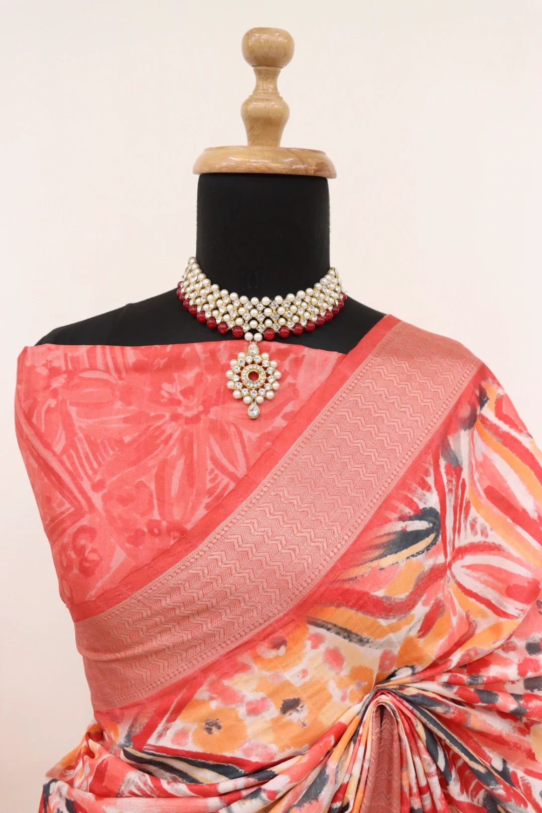 Carrot Pink Dola Silk Saree