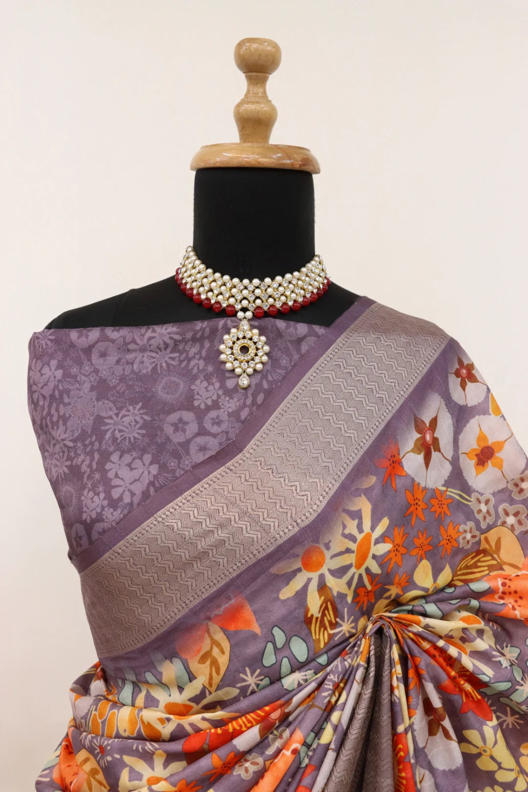 Latest Designer Printed Dola Silk Saree With Blouse Piece