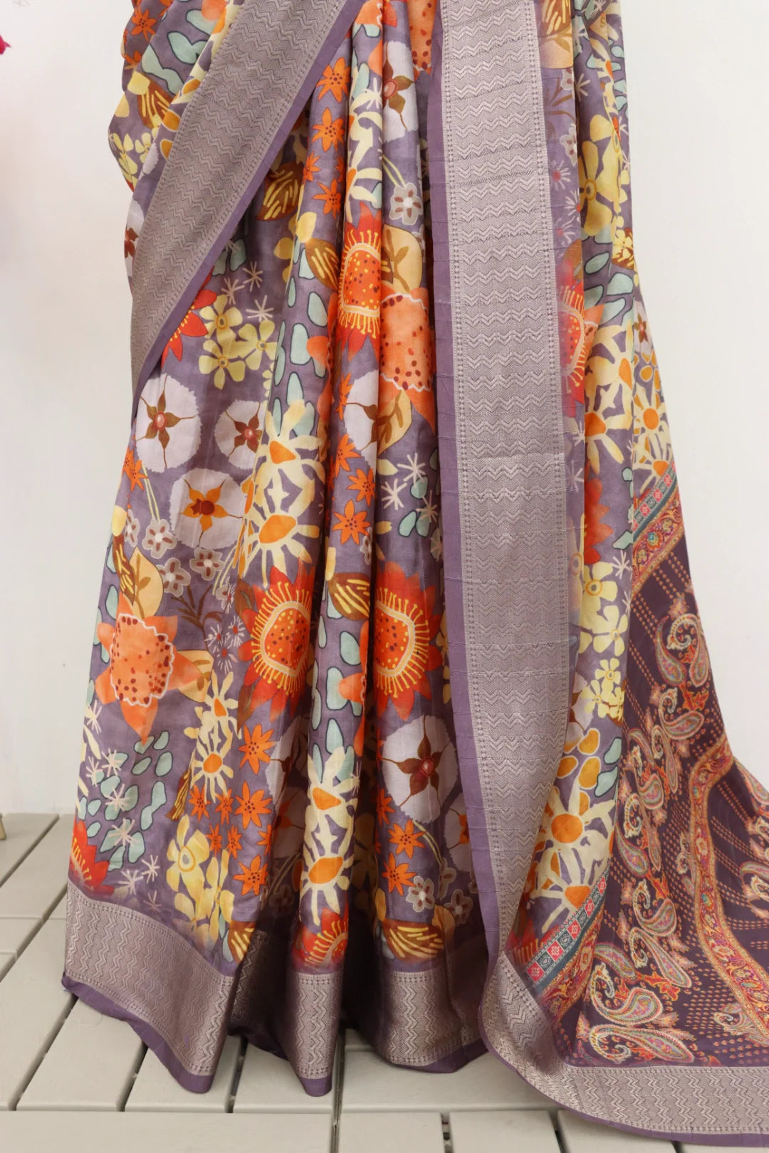 Latest Designer Printed Dola Silk Saree With Blouse Piece