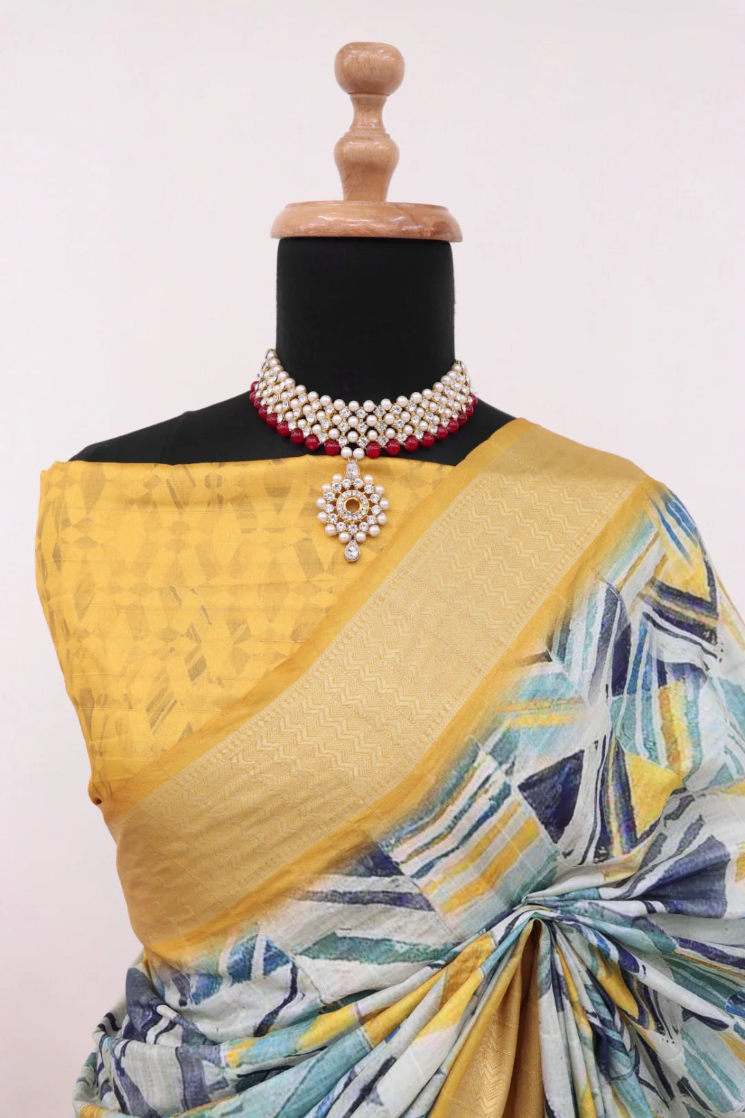 Yellow Dola Silk Digitally Printed Saree Weaved With Attractive Lace Comes With Tassels