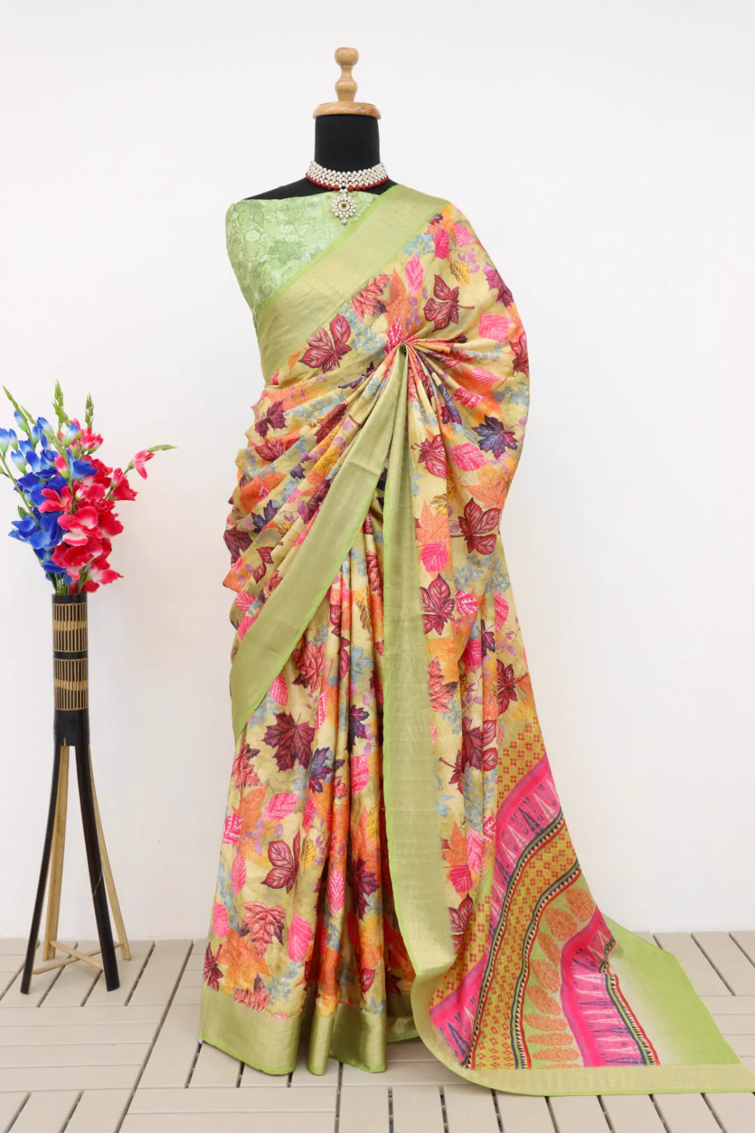 Pista Green Dola Silk Saree