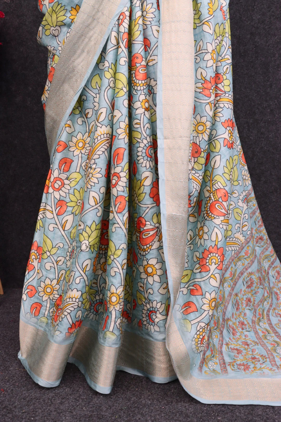 Light Sky Blue Colour Silk Saree