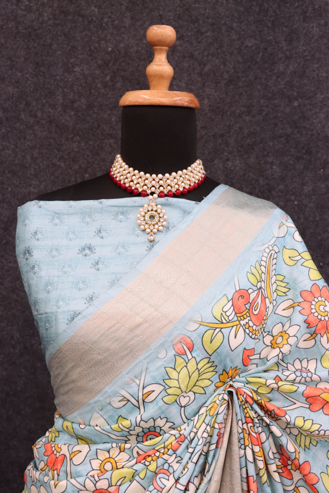 Light Sky Blue Colour Silk Saree