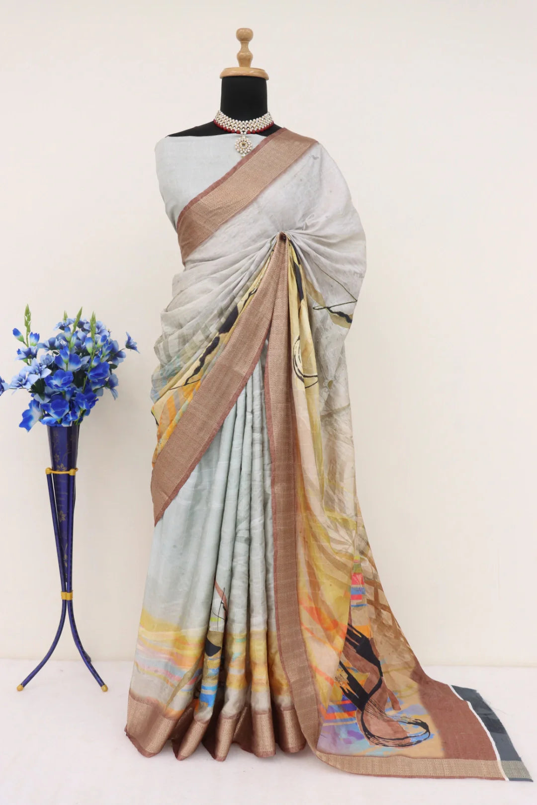 Grey Dola Silk saree