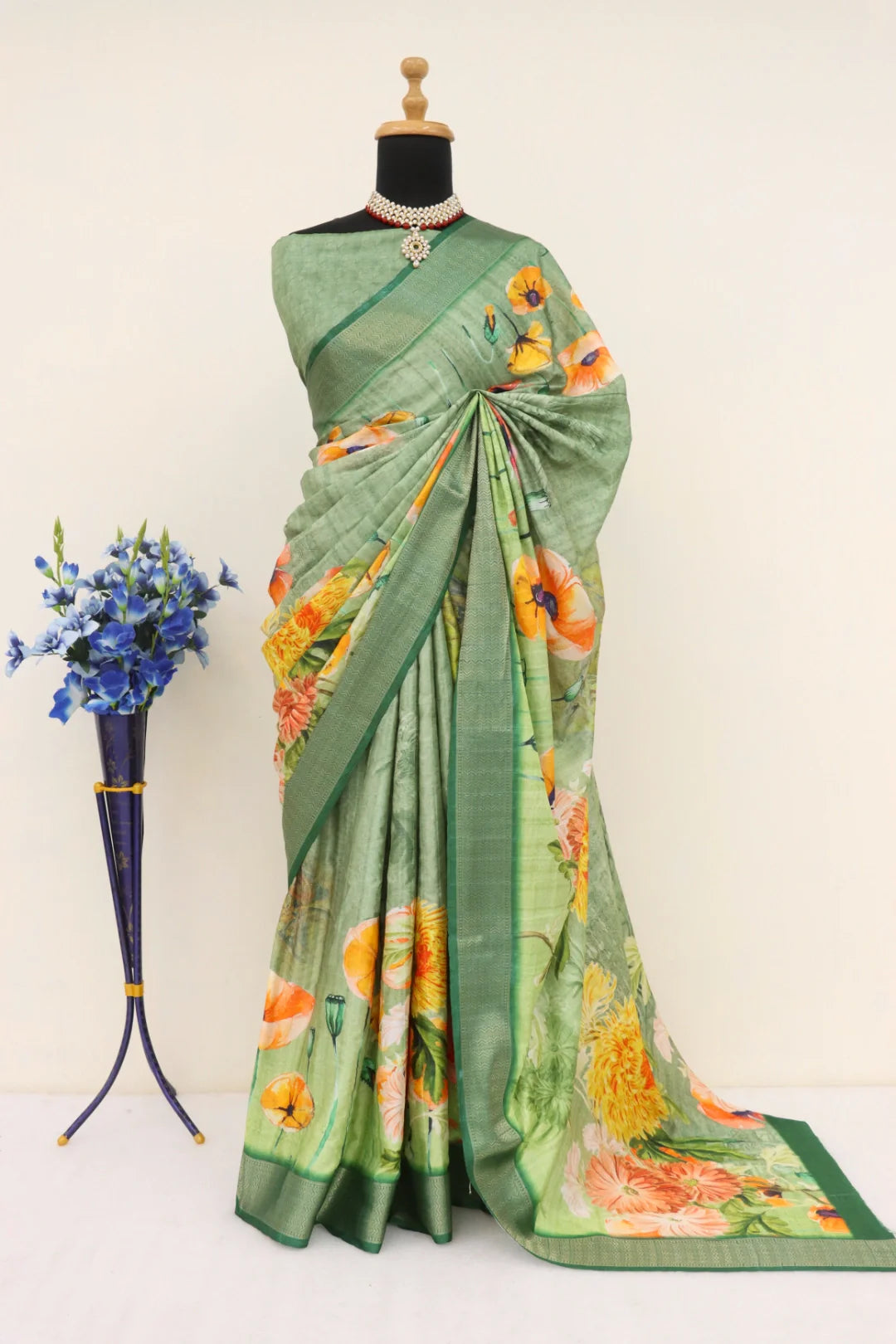 Light Green Dola Silk Saree