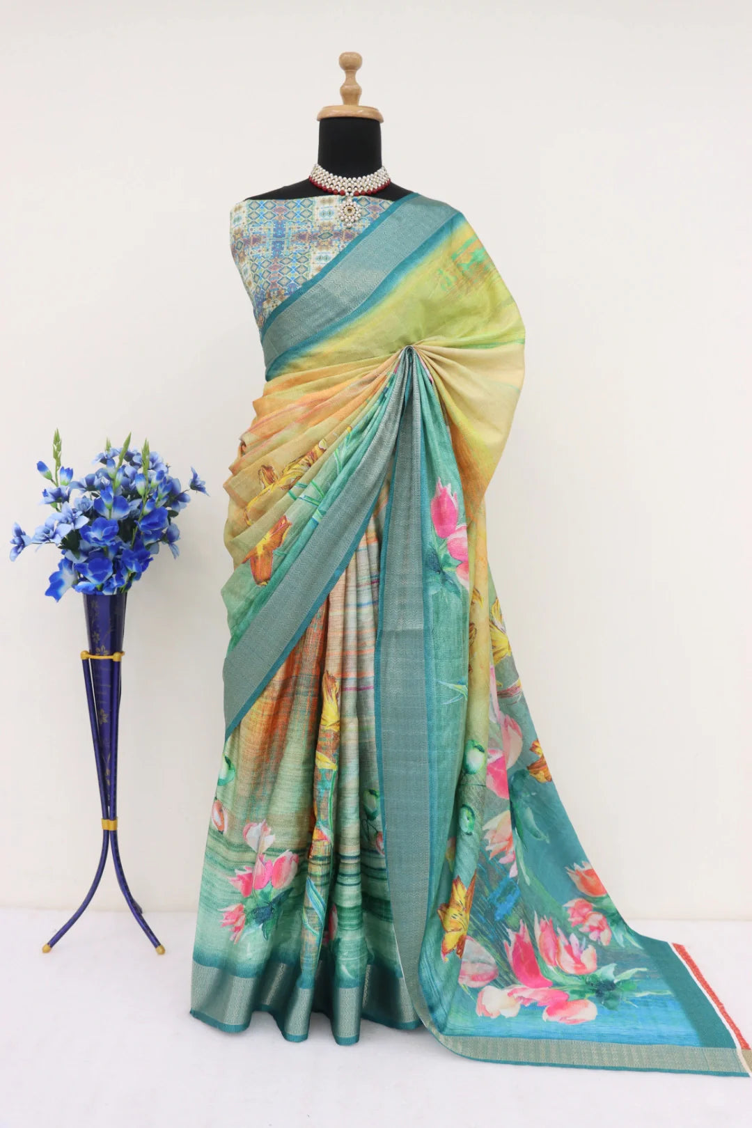 Multicolor Dola Silk Saree