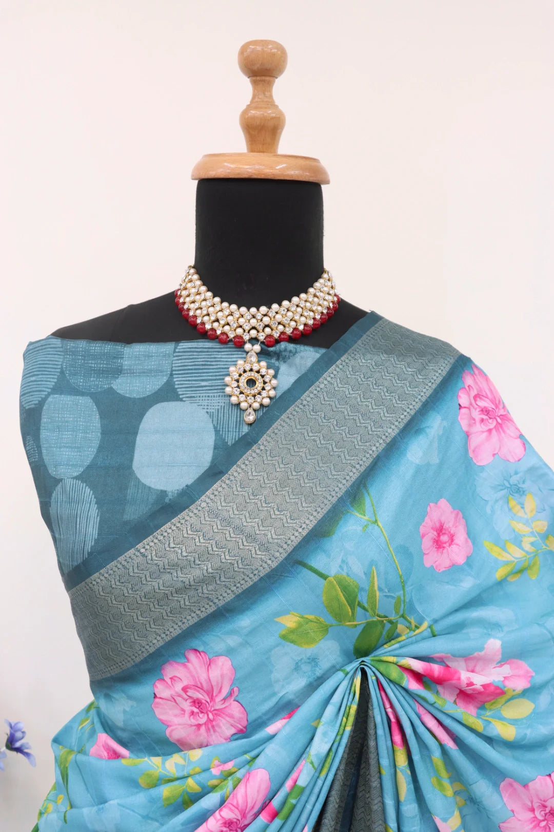 Light Blue Dola Silk Saree