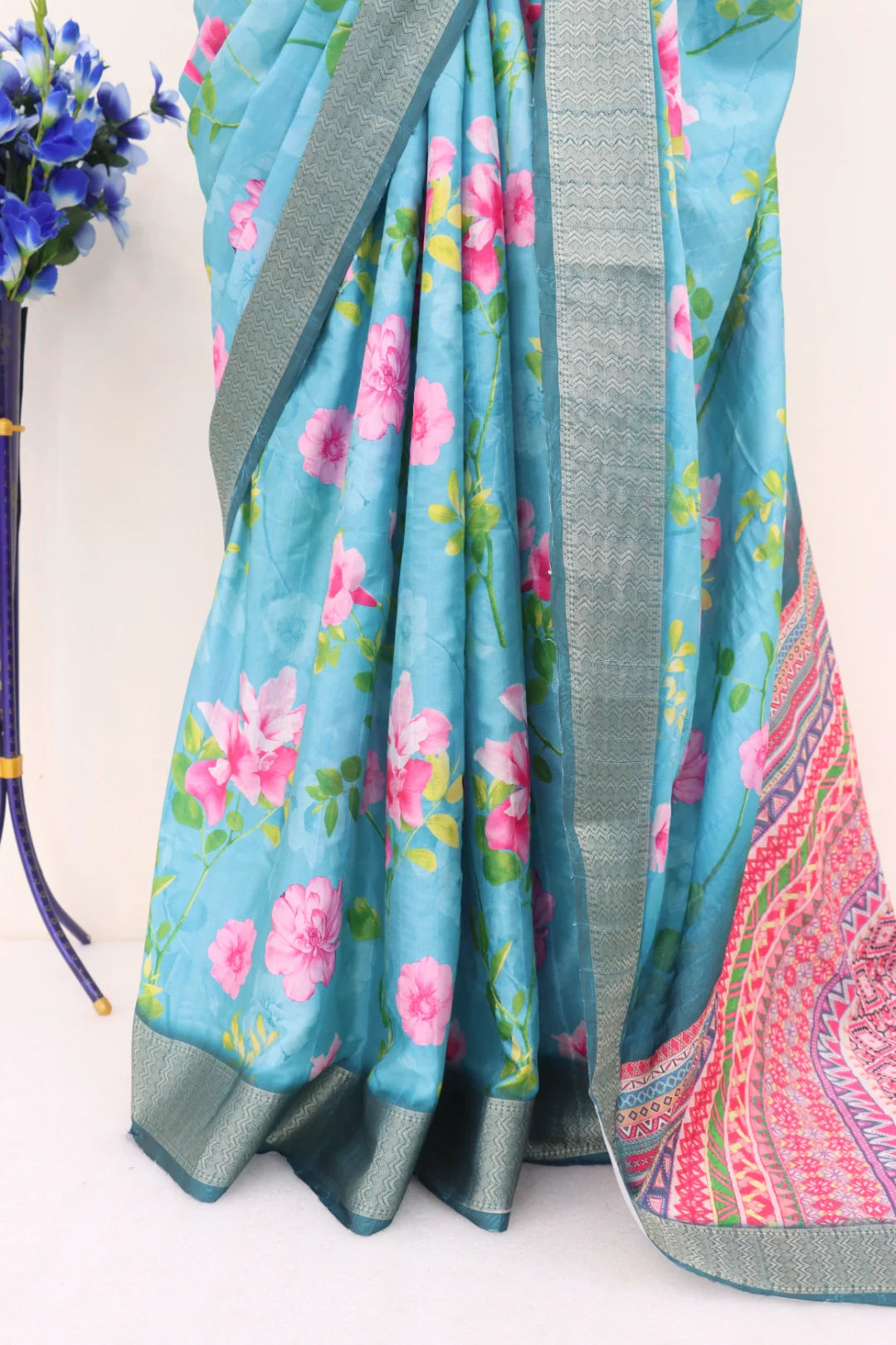 Light Blue Dola Silk Saree