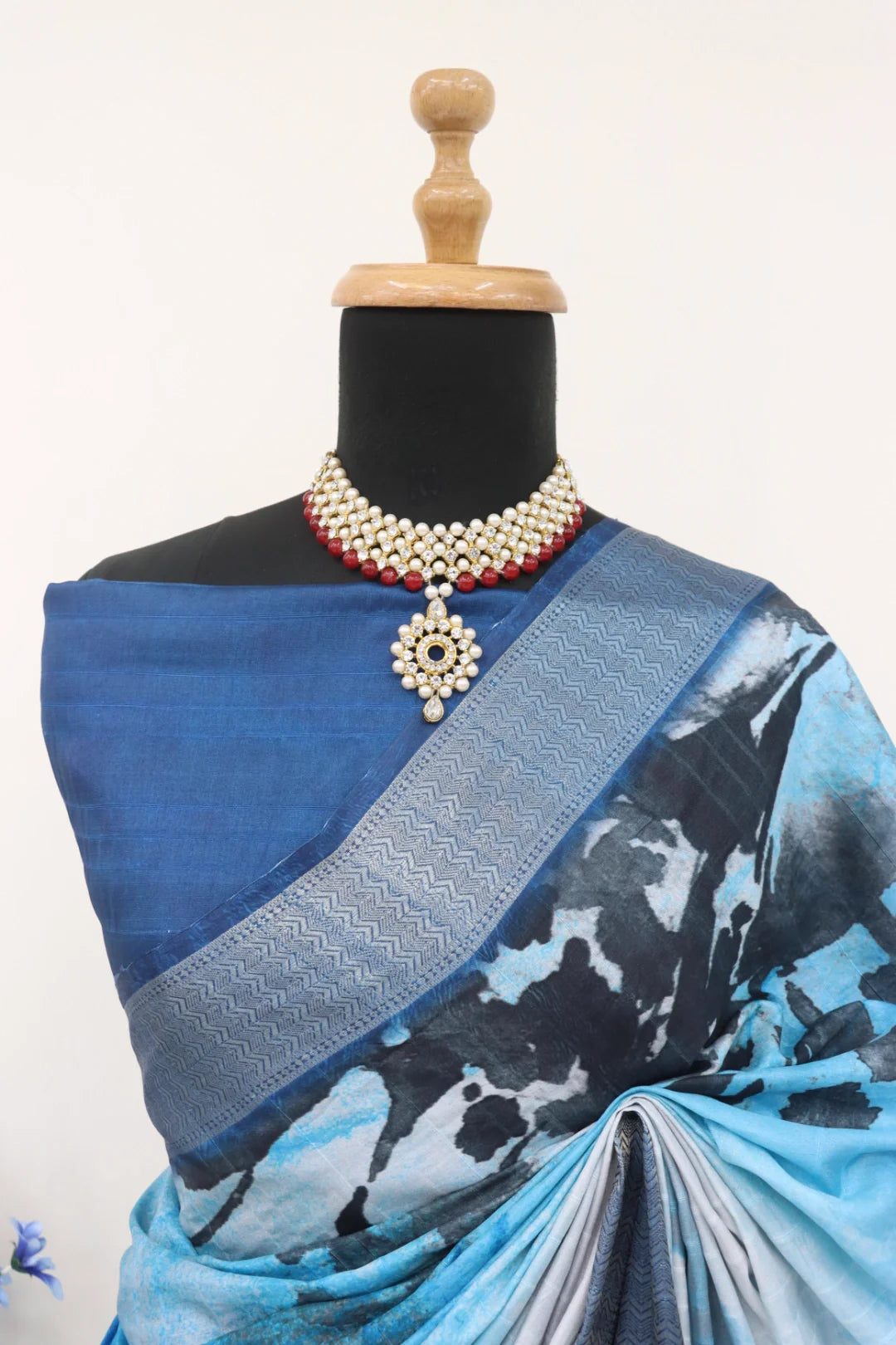 Navy Blue Dola Silk Saree