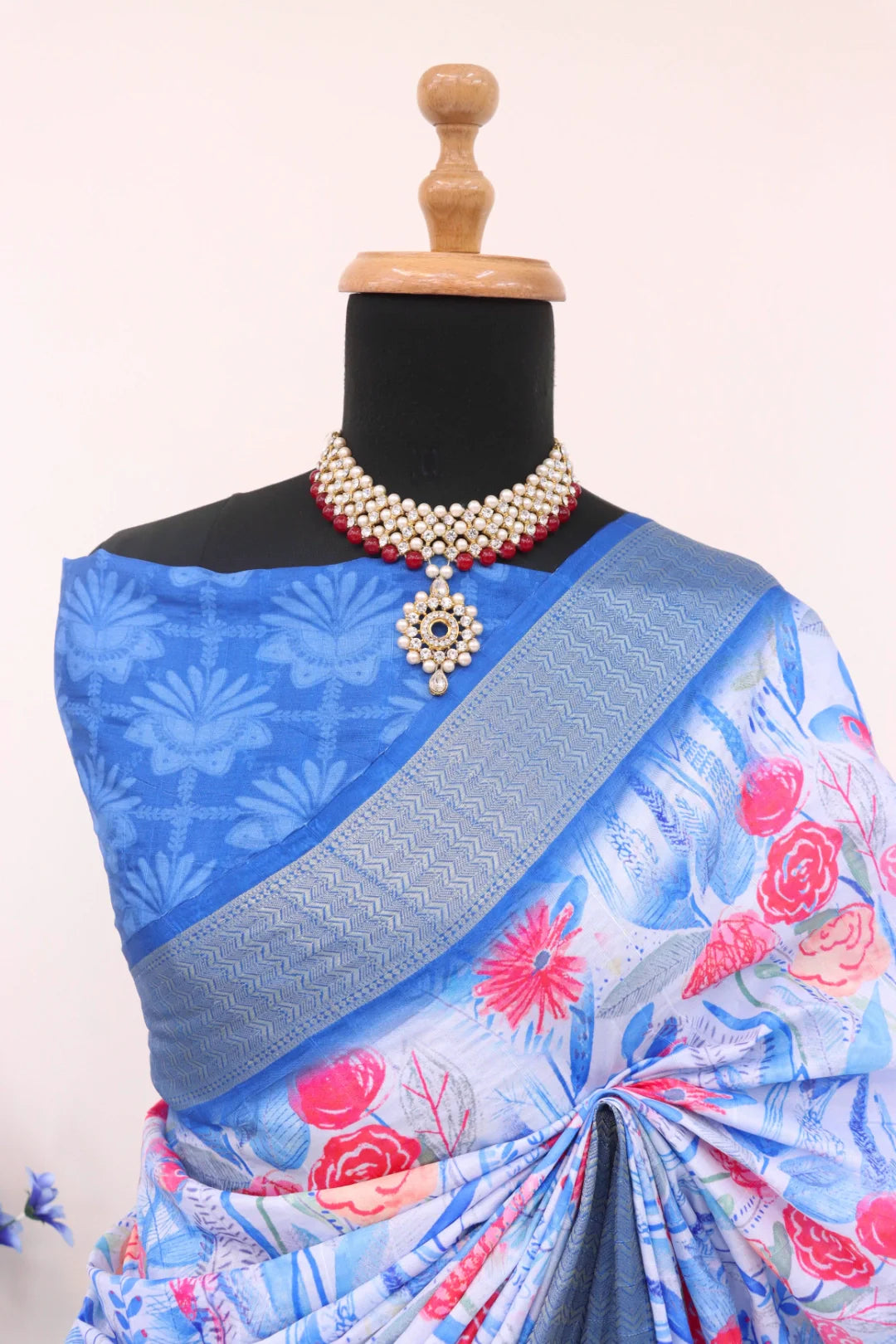 Sky Blue Dola Silk Saree