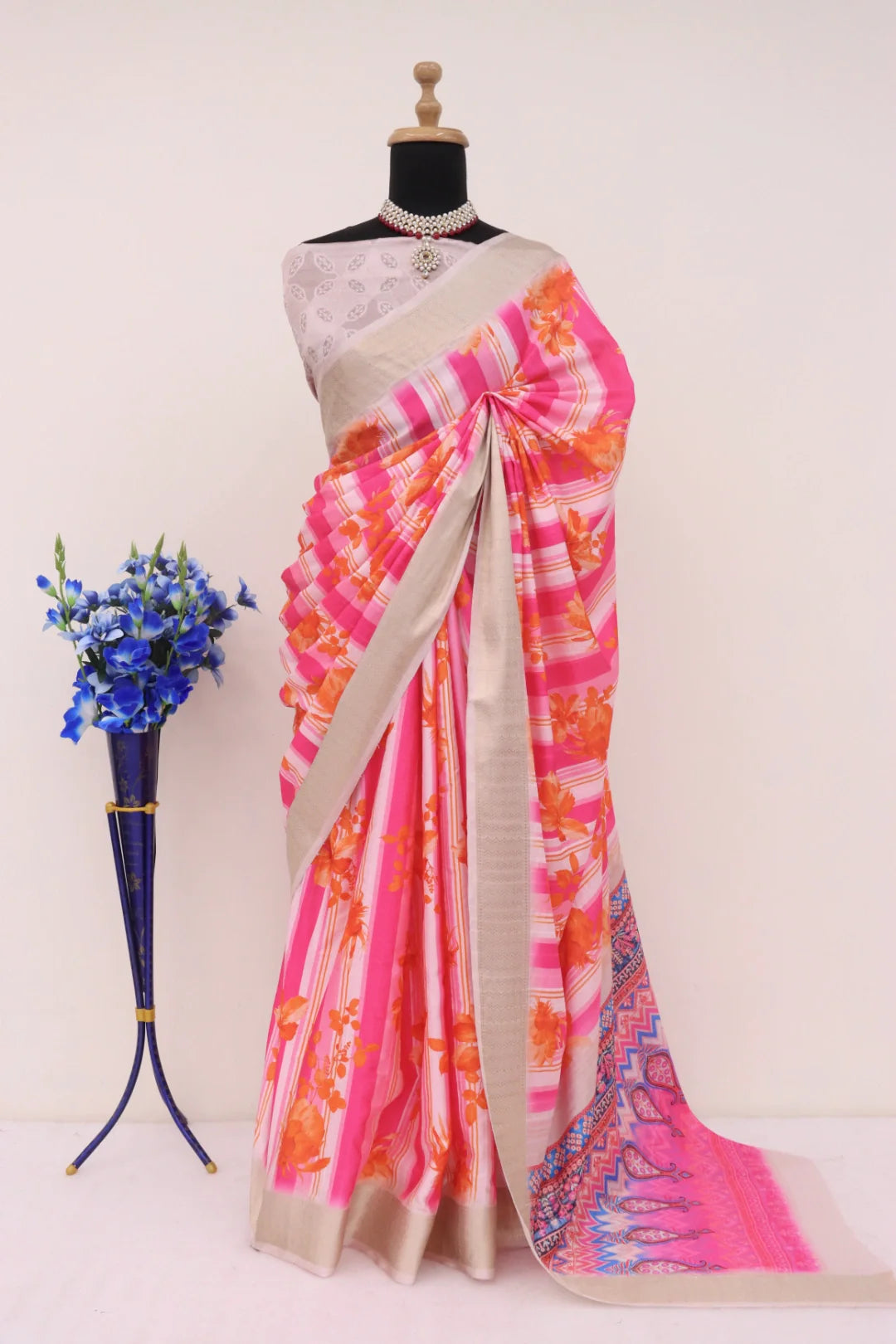 Dola Silk Multicolor printed Saree