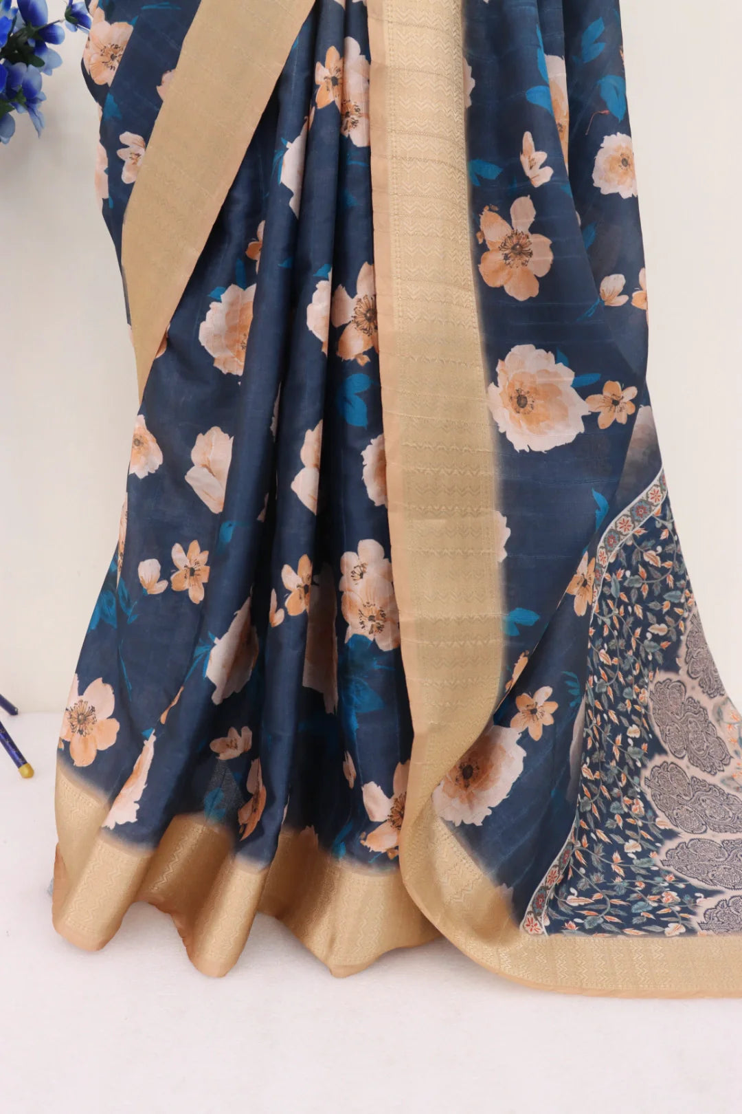 Dola Silk Royal Blue Printed Sarees