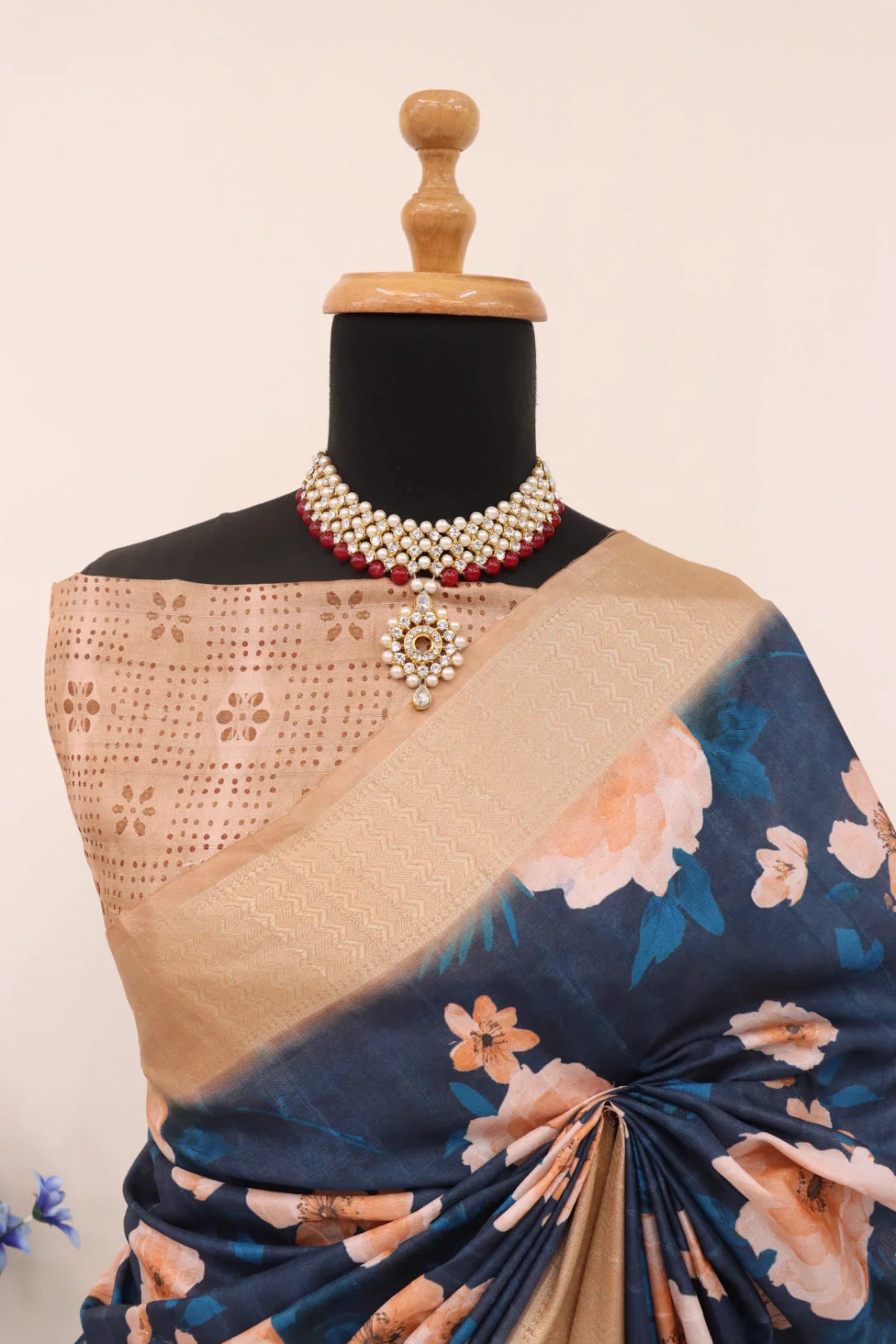 Dola Silk Royal Blue Printed Sarees