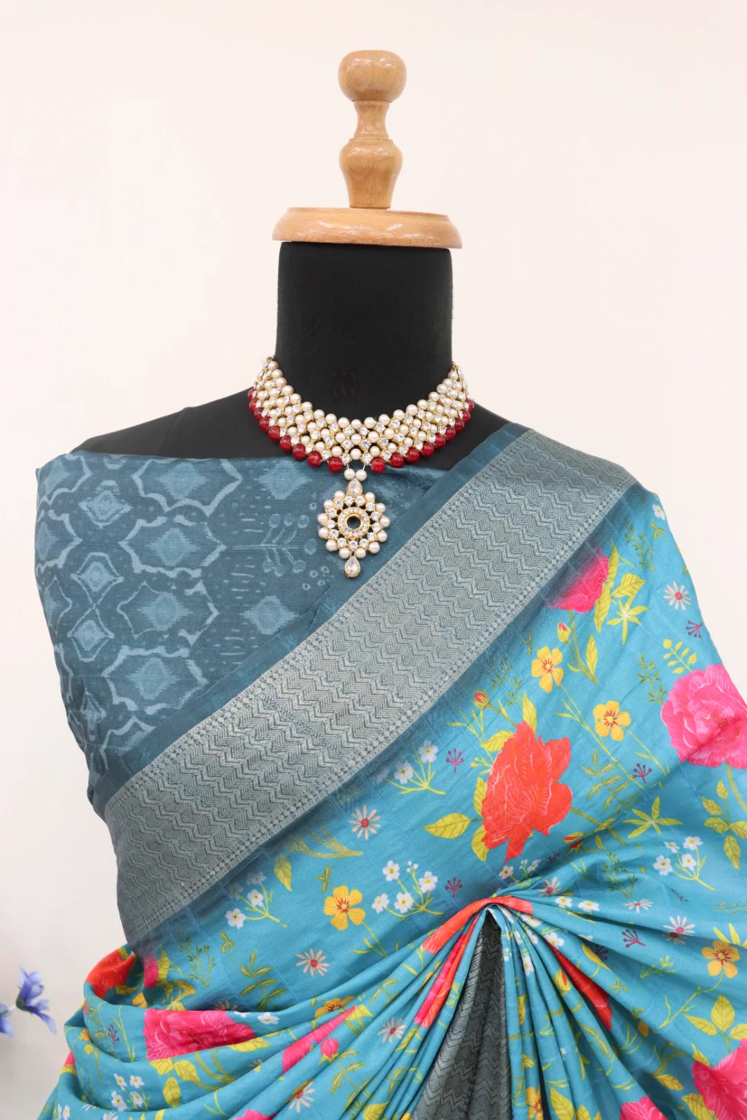 Ocean Blue Silk Saree