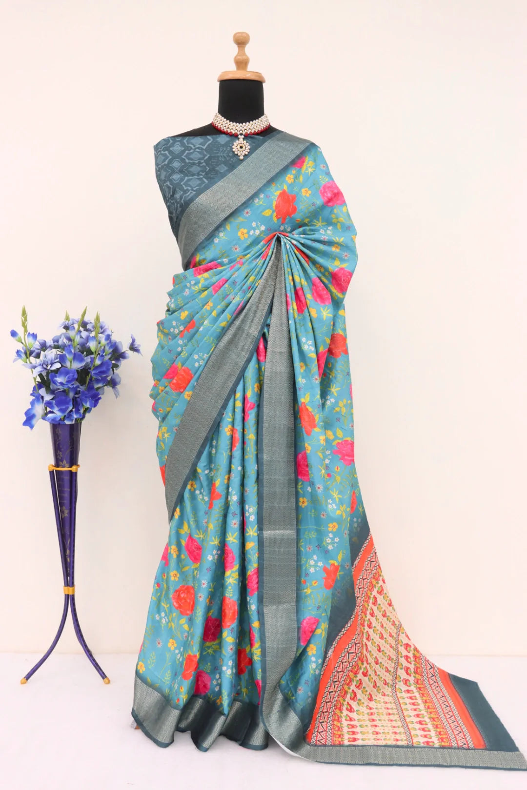 Ocean Blue Silk Saree