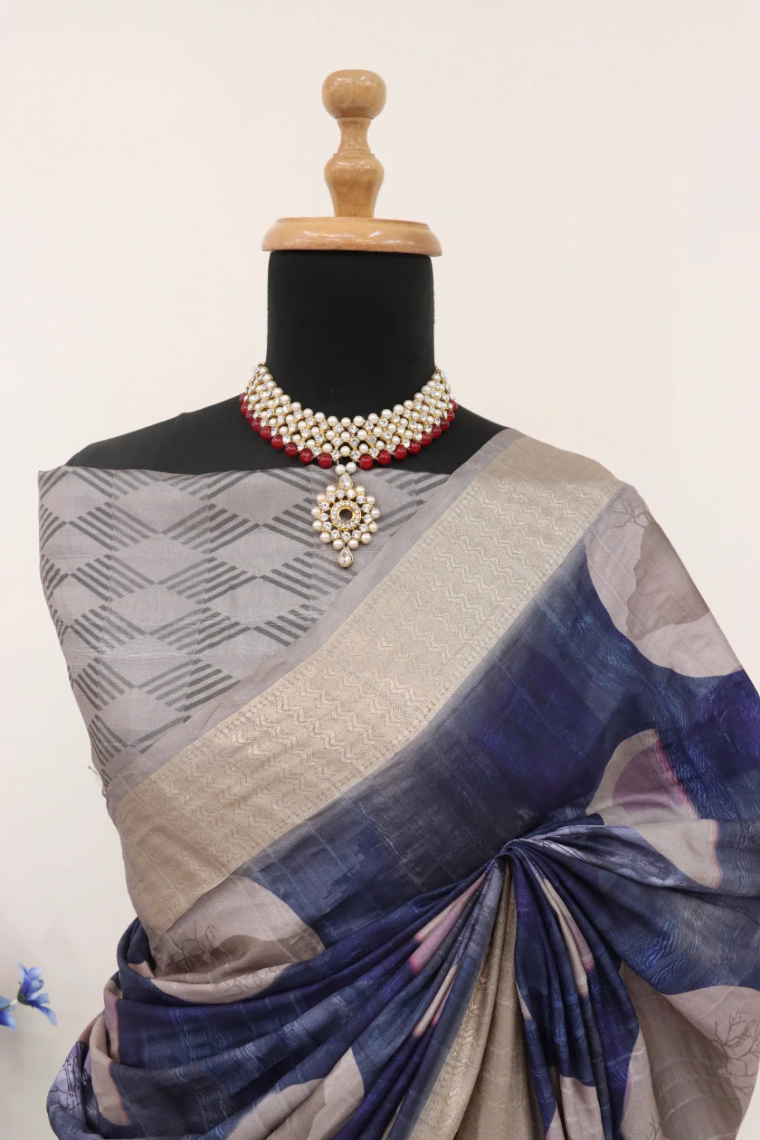 Blue and Gold Silk Saree