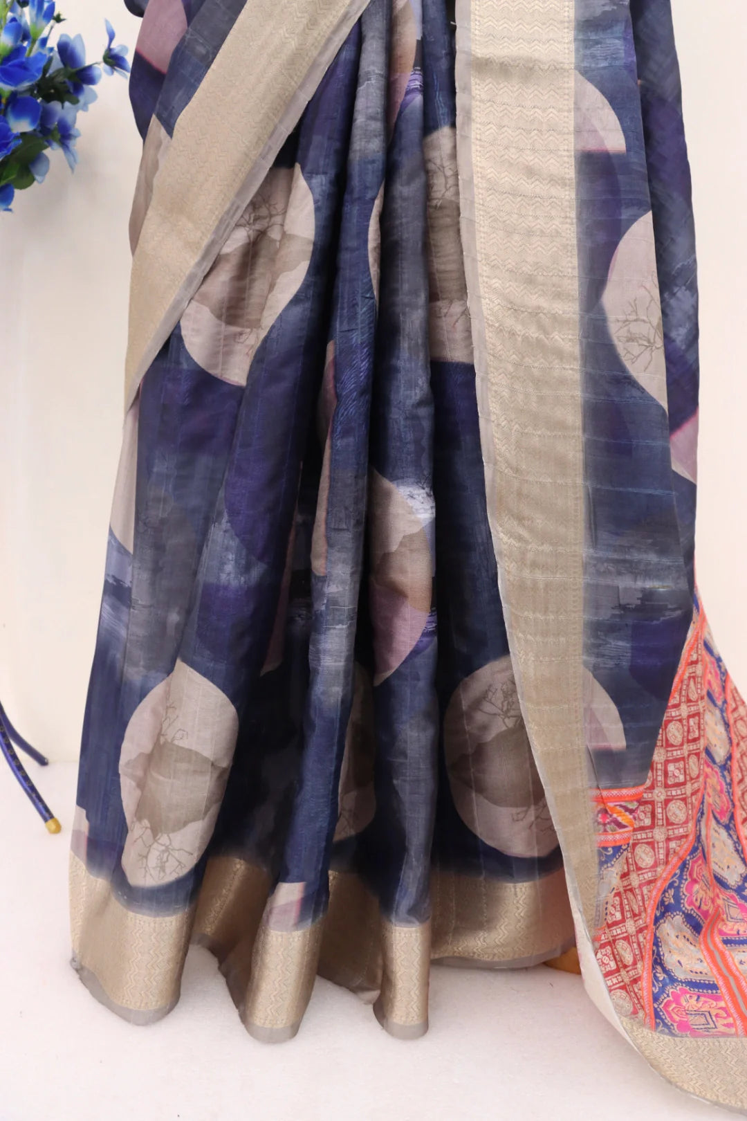 Blue and Gold Silk Saree