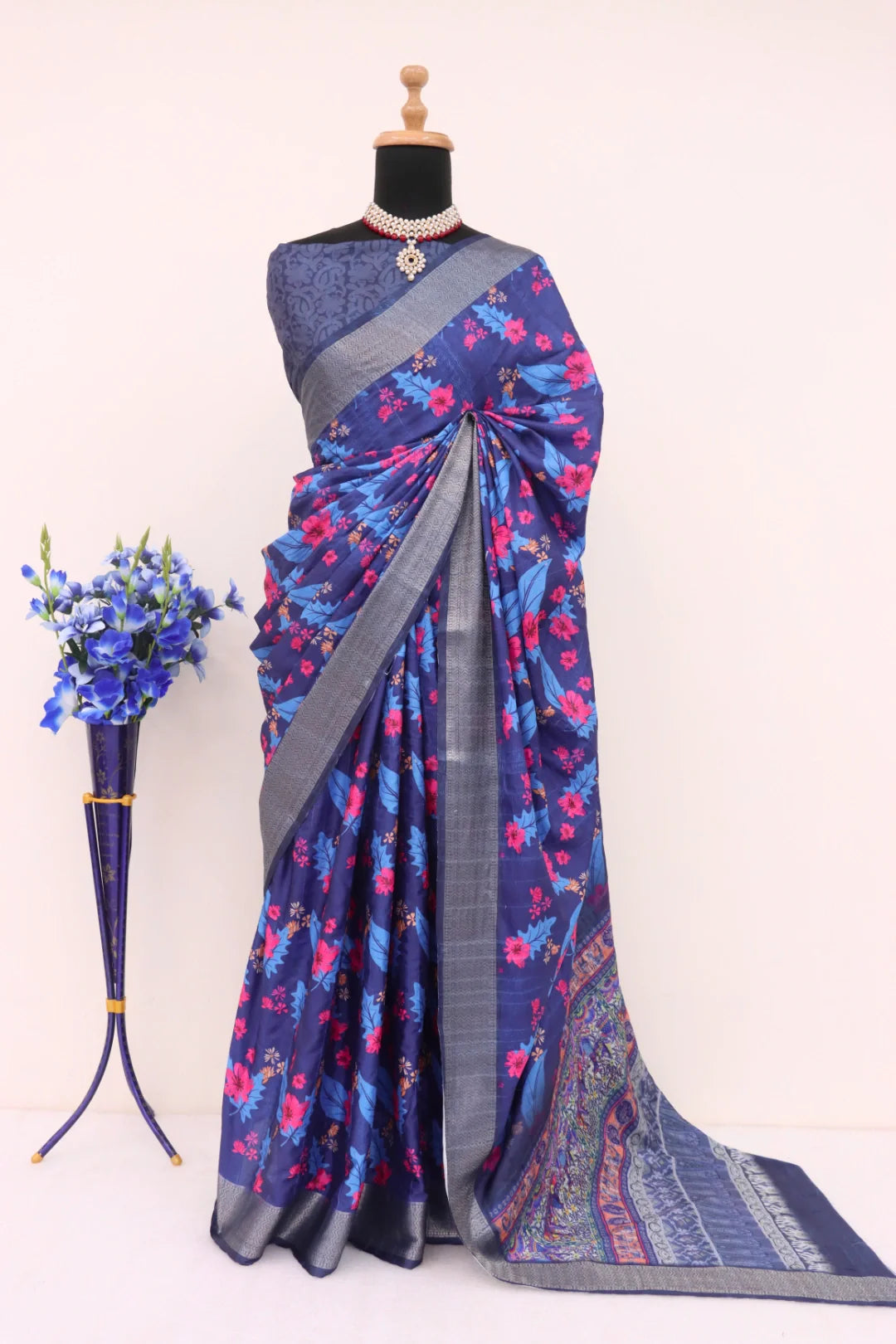 Brinjal Purple Silk Saree with Grey Border