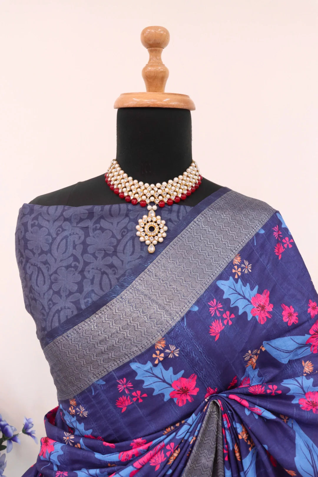 Brinjal Purple Silk Saree with Grey Border