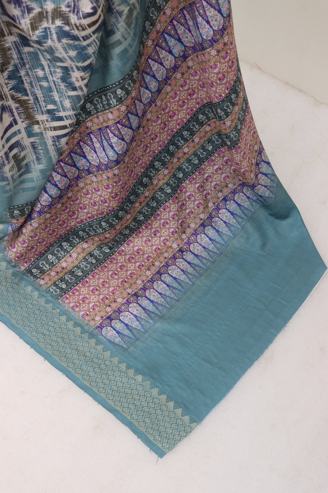 Light Teal Blue Silk Saree