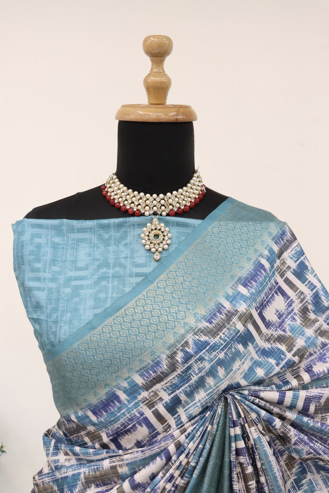 Light Teal Blue Silk Saree