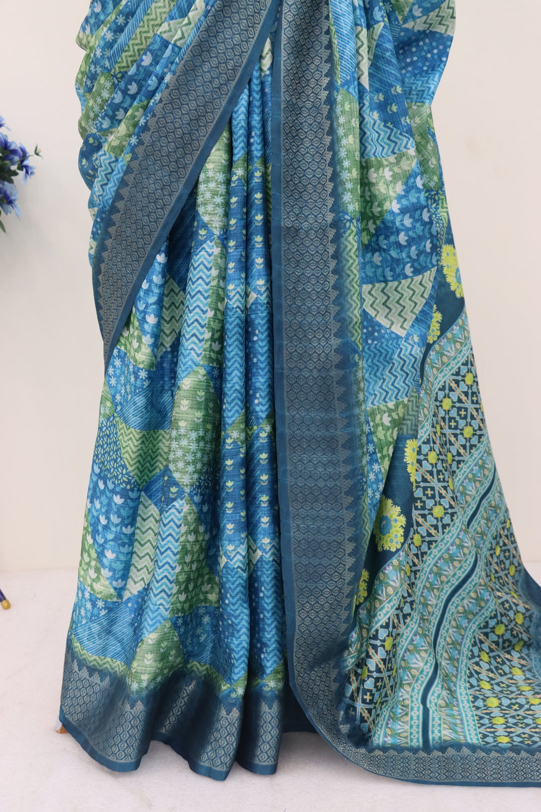 Peacock Blue Silk Saree