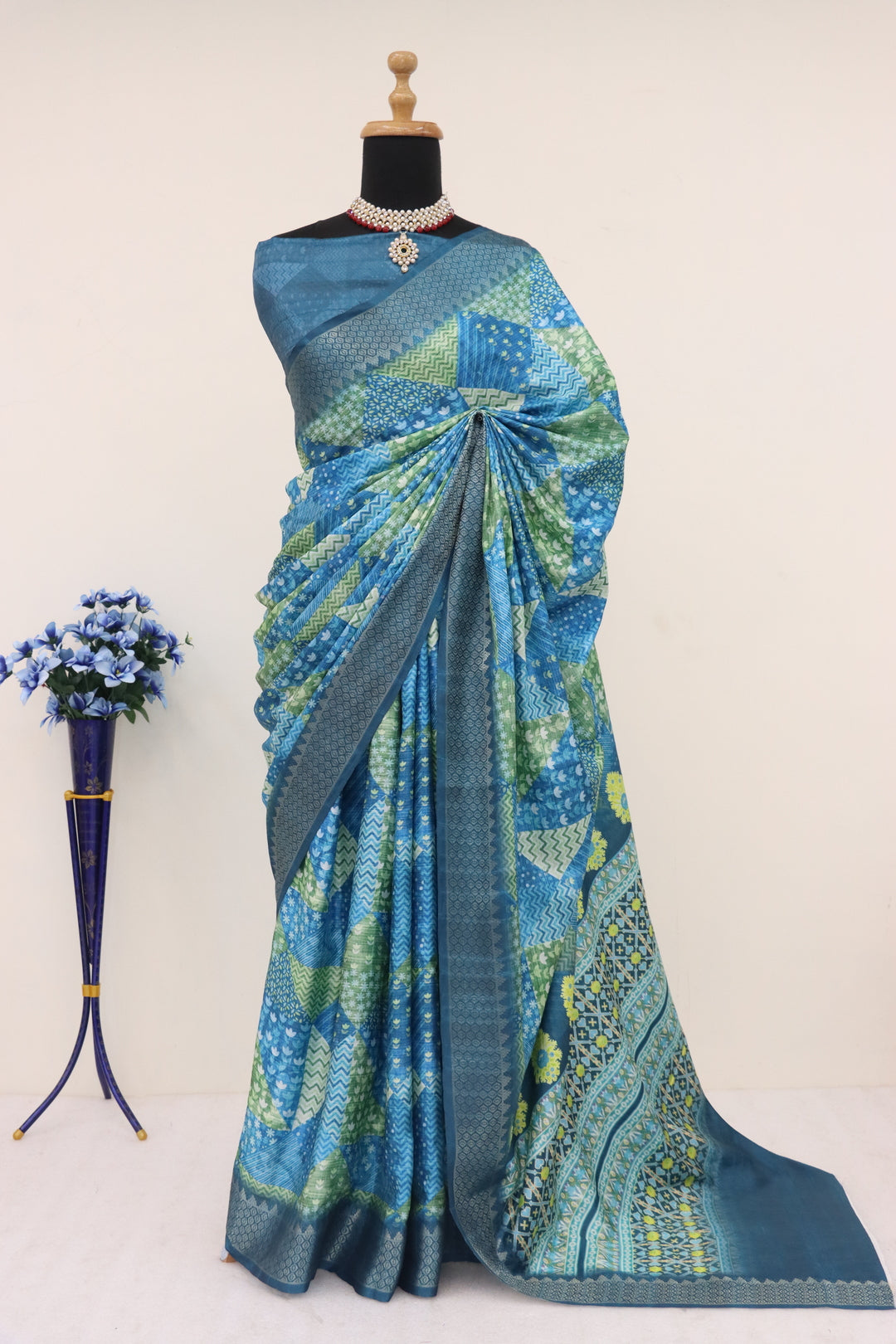 Peacock Blue Silk Saree