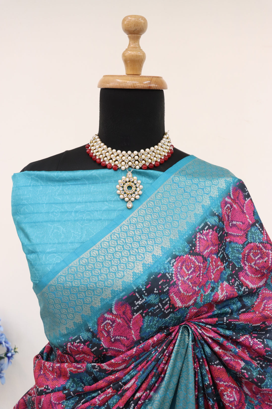 Aqua Blue Silk Saree