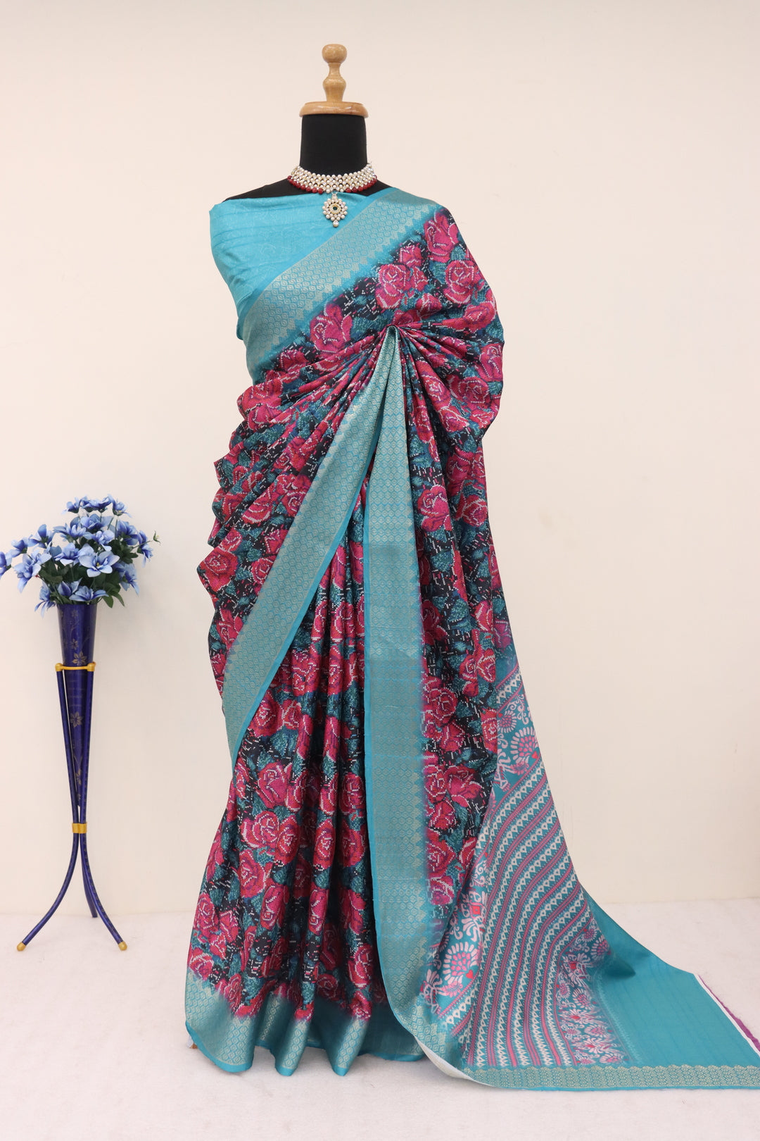 Aqua Blue Silk Saree