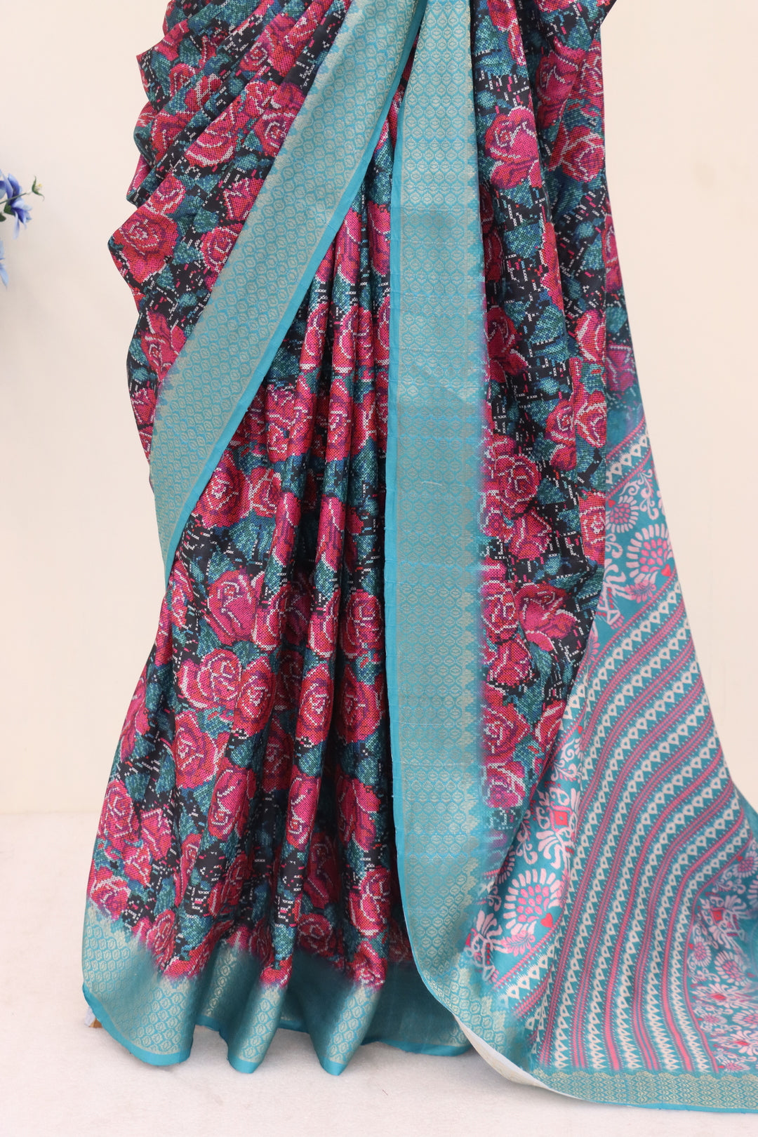 Aqua Blue Silk Saree