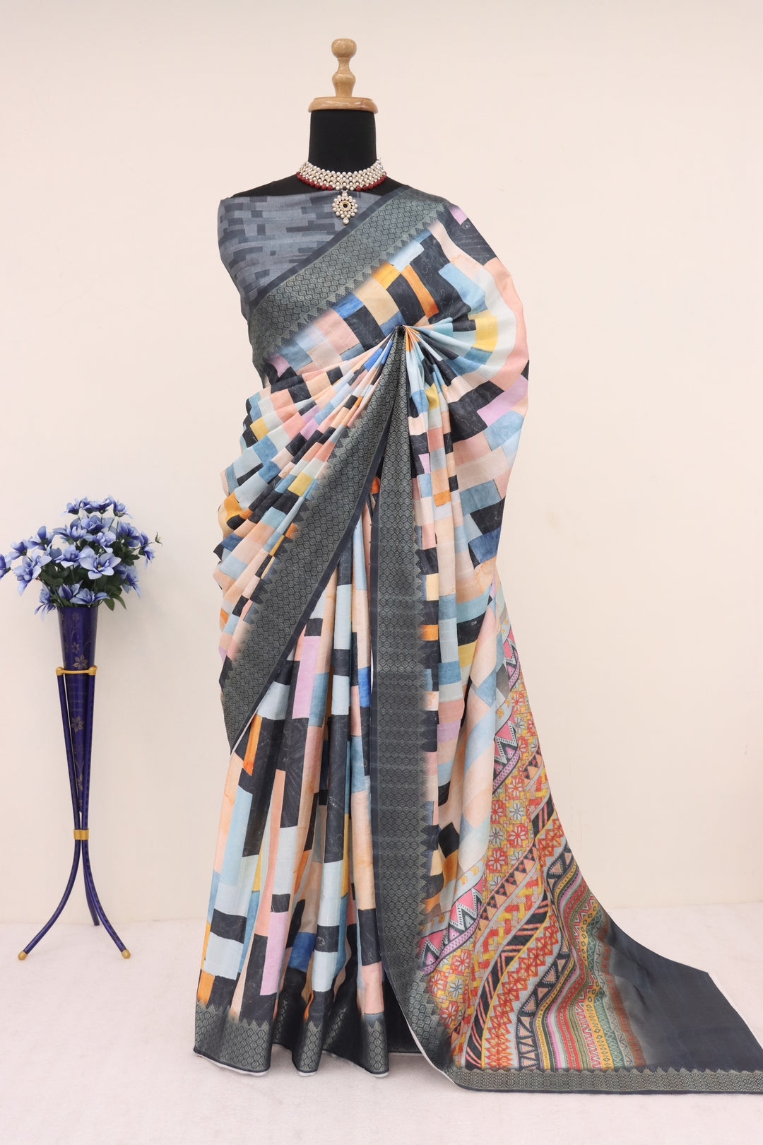 Dark Grey Colour Saree