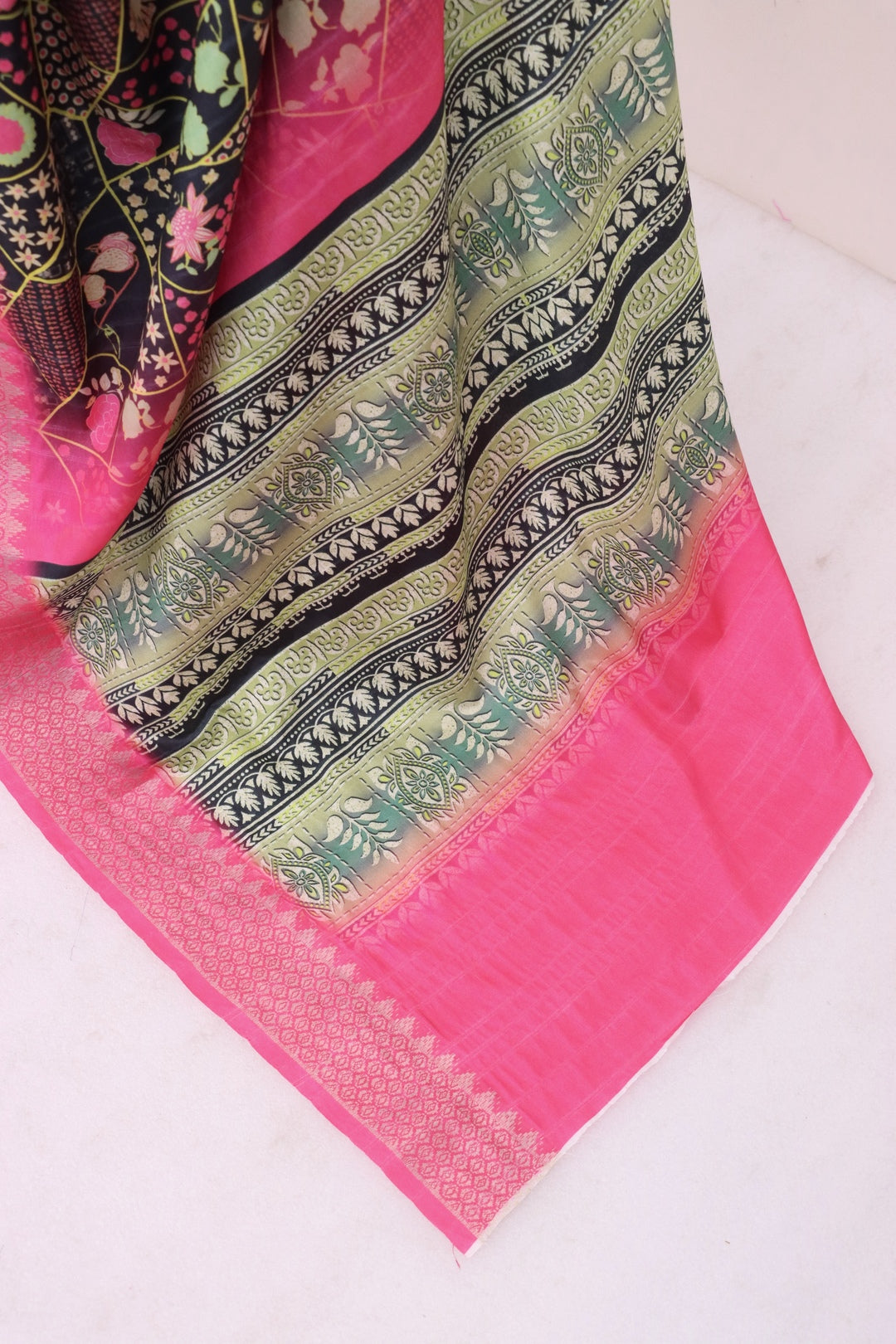 Black and Pink Silk Saree