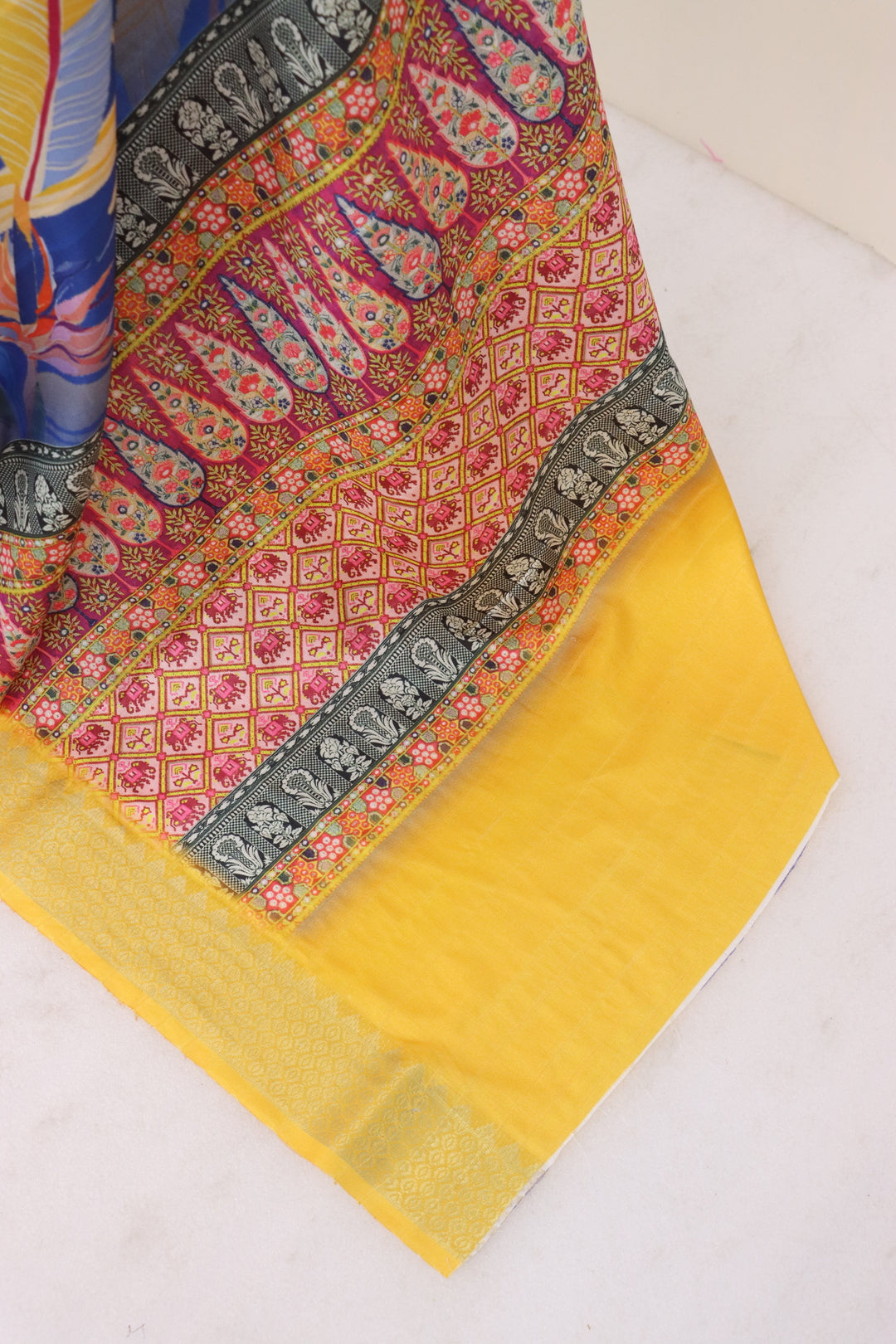 Blue and Yellow Combination Saree