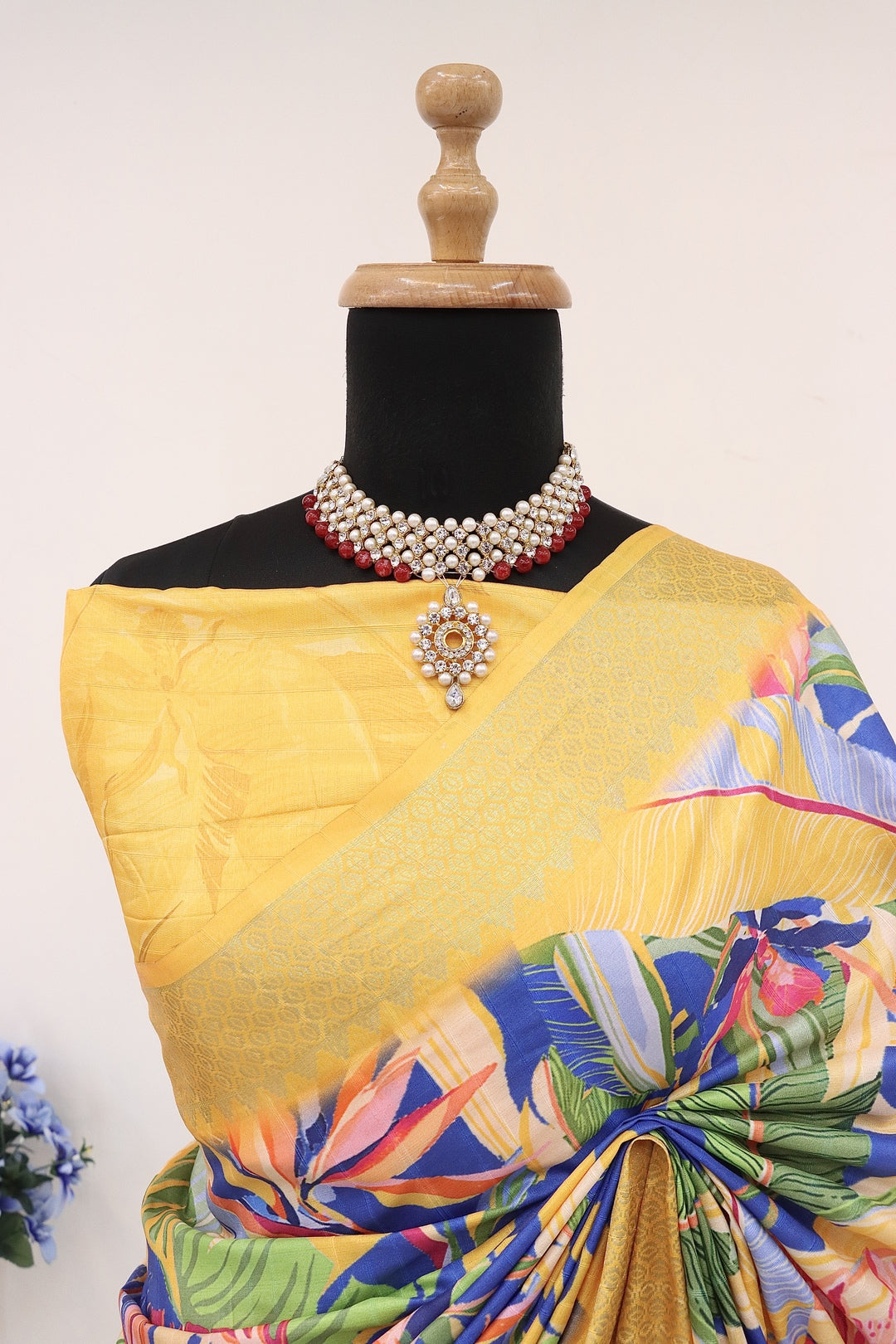 Blue and Yellow Combination Saree