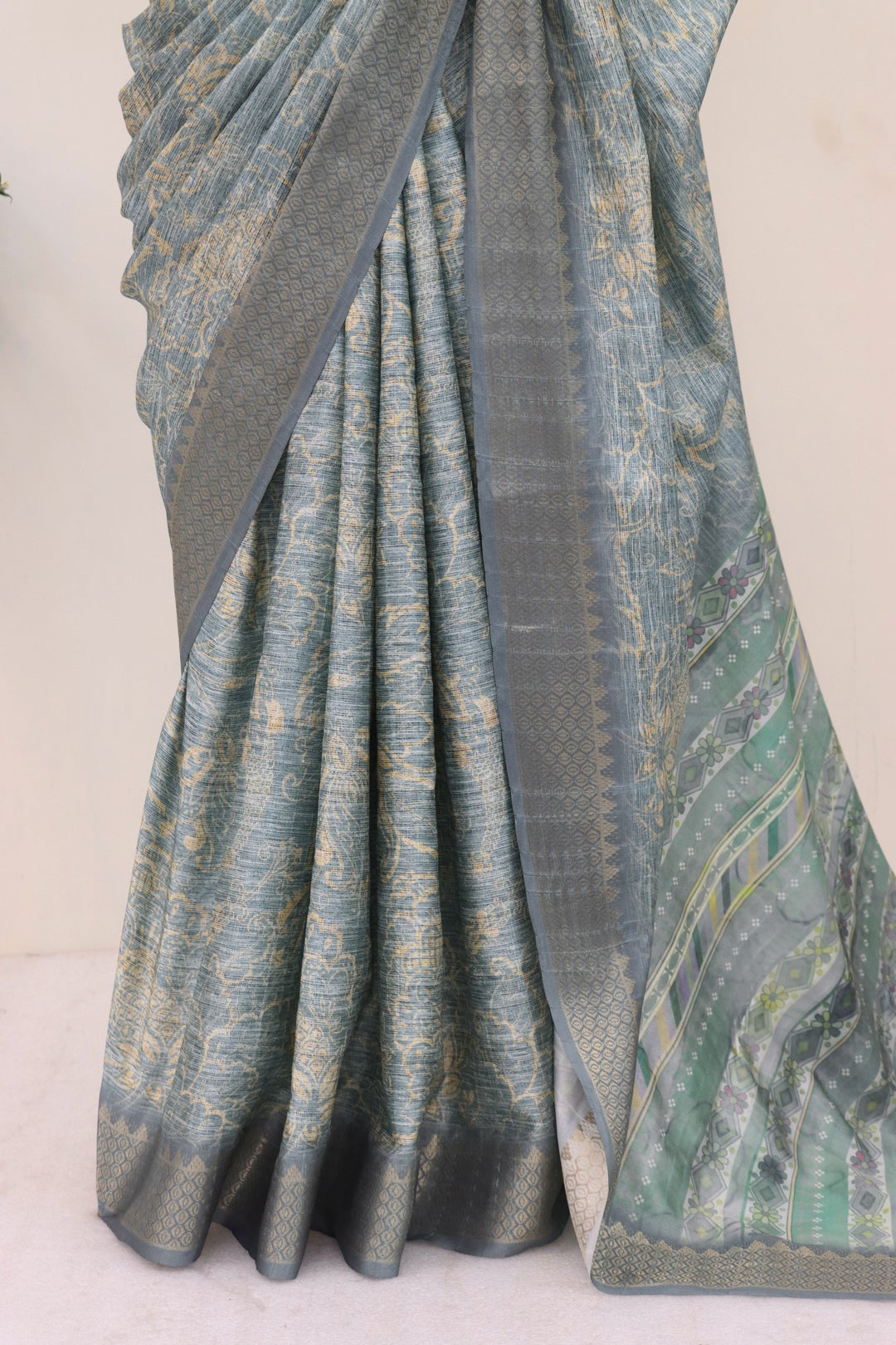 Grey Printed Saree