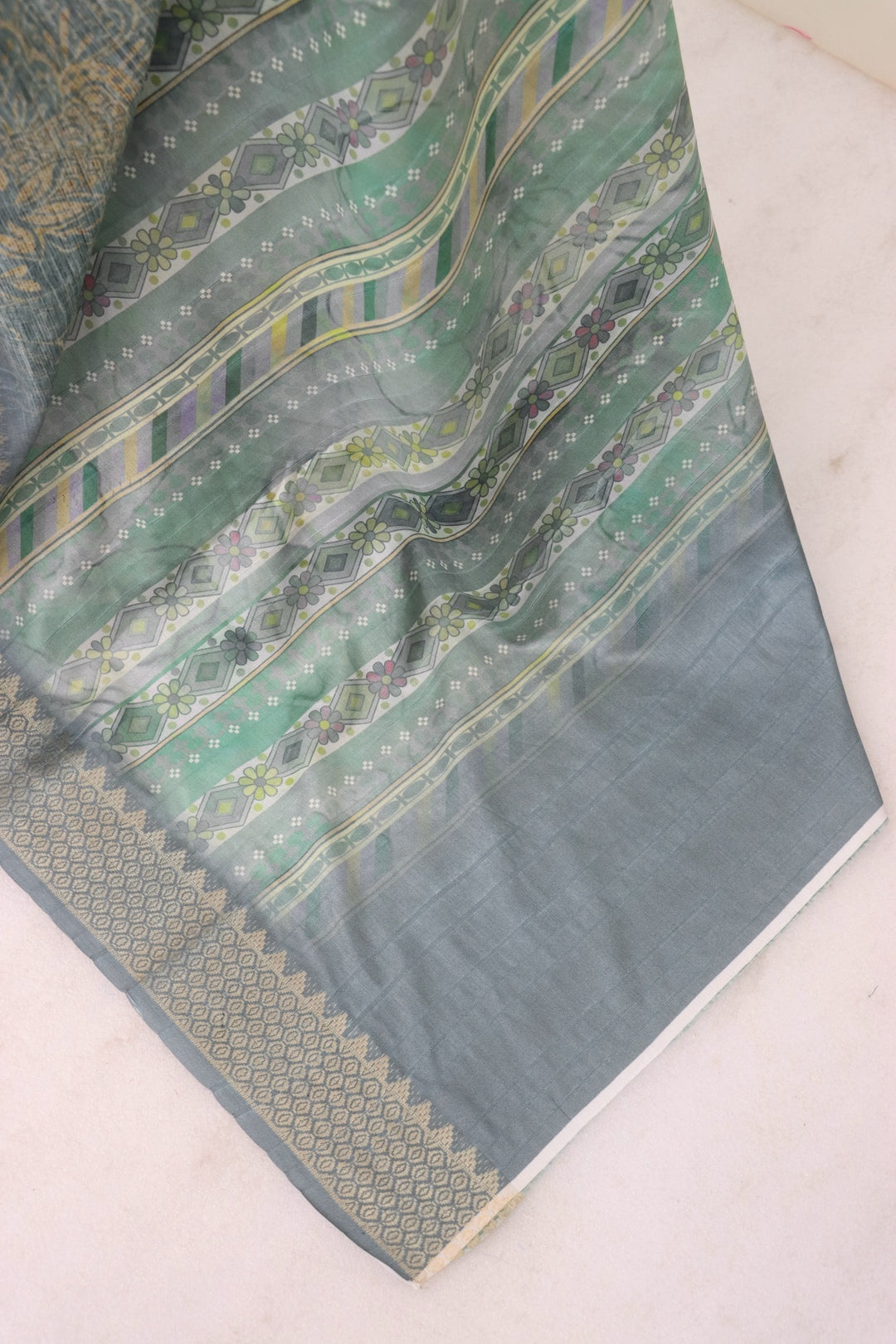 Grey Printed Saree