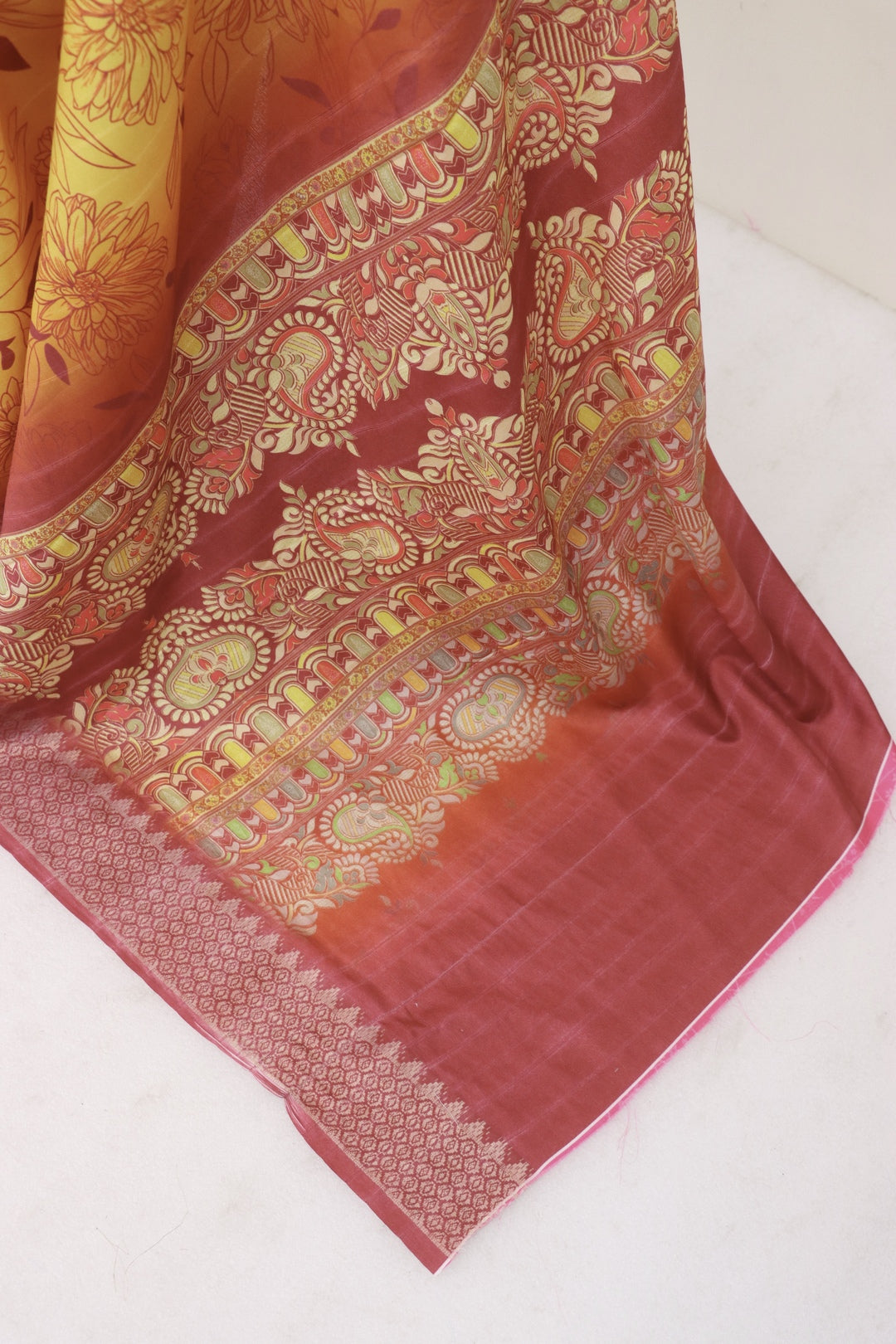 Red and Yellow Combination Saree