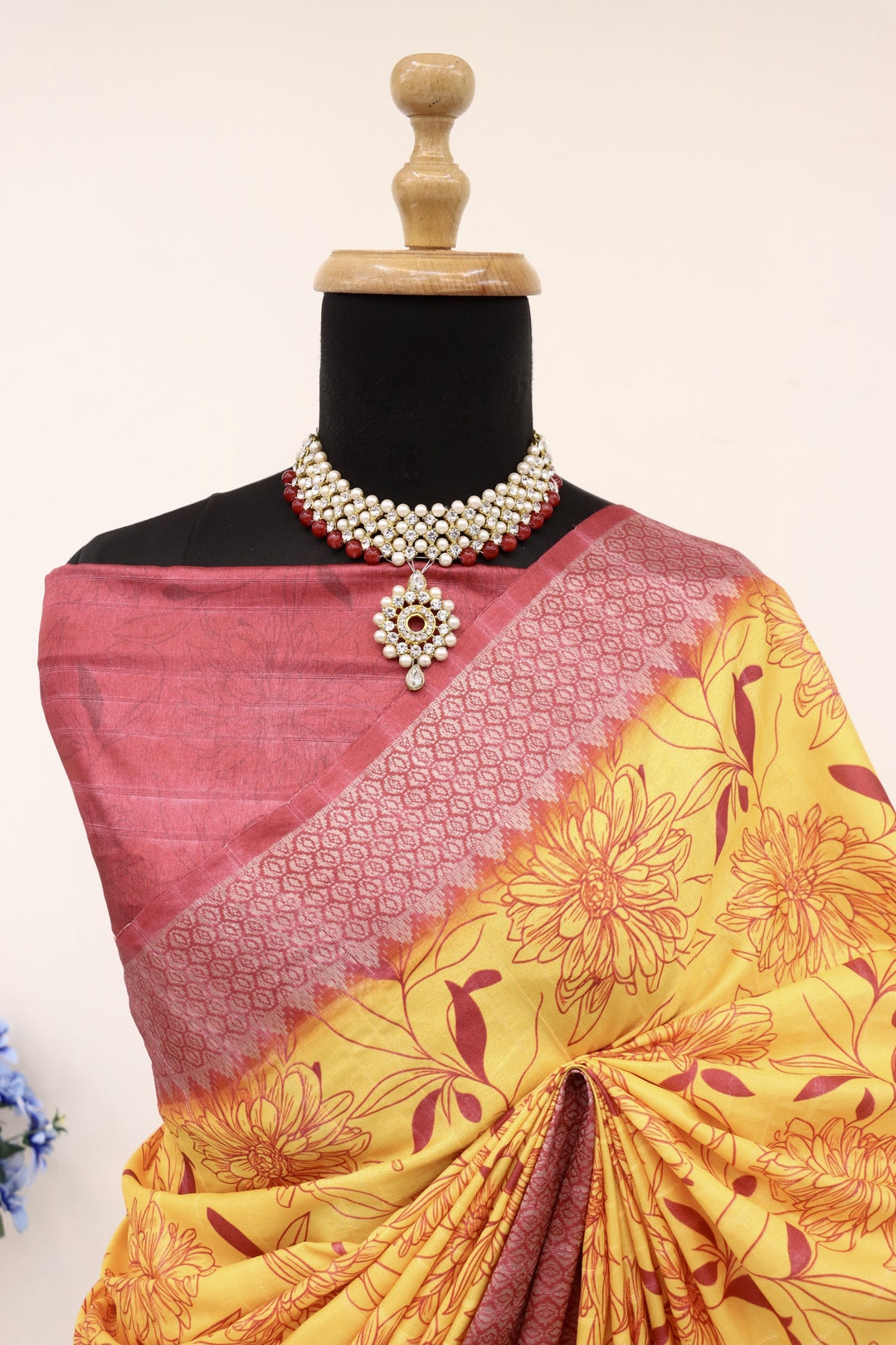 Red and Yellow Combination Saree