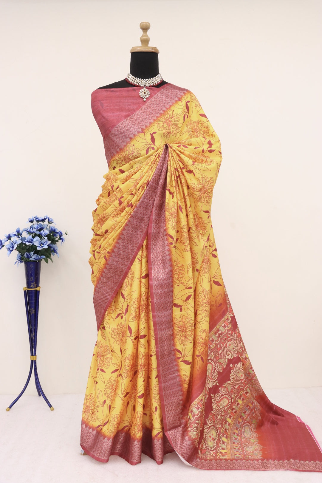 Red and Yellow Combination Saree