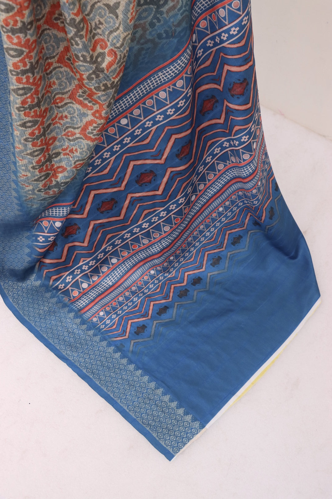 Blue Printed Silk Saree