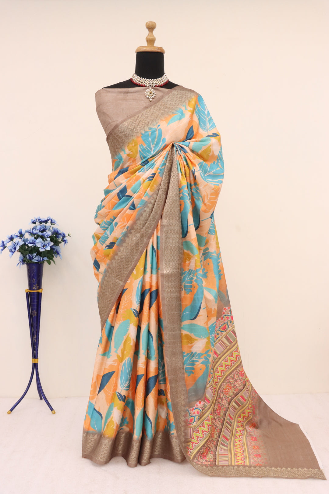 Light Brown Printed Saree