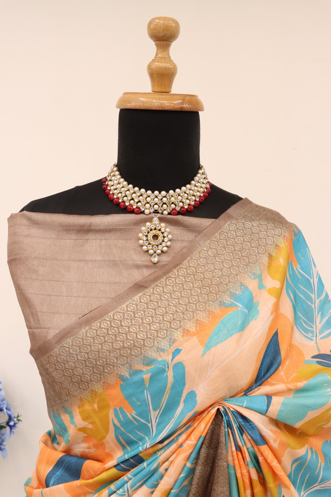 Light Brown Printed Saree