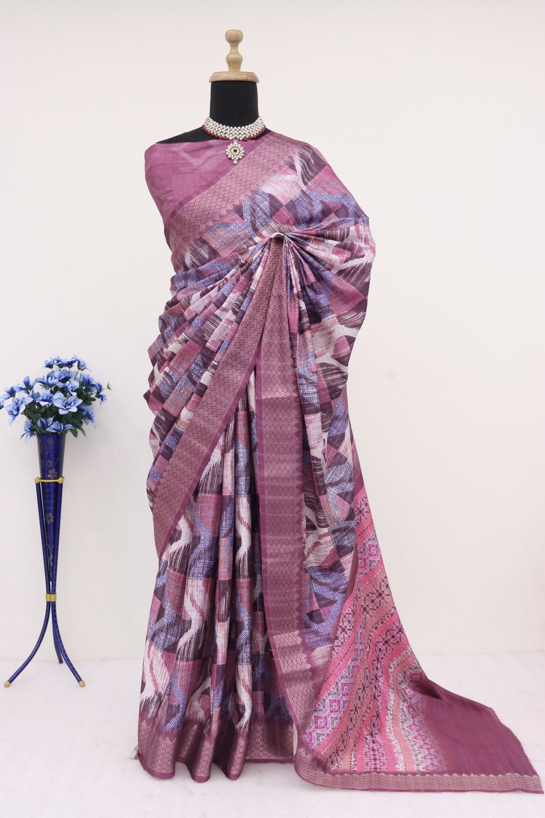 Purple printed Saree